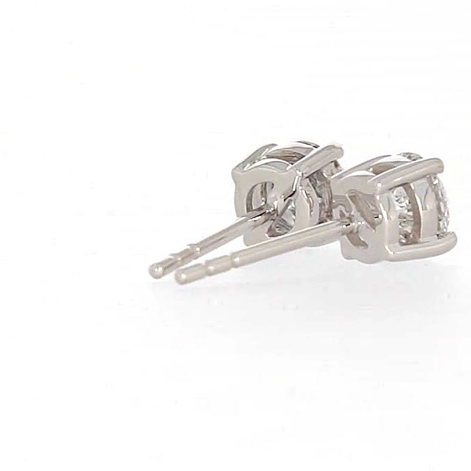 Solitaire 18ct White Gold Round Brilliant Cut with 1 CARAT tw of Diamonds Stud Earrings - Image 47