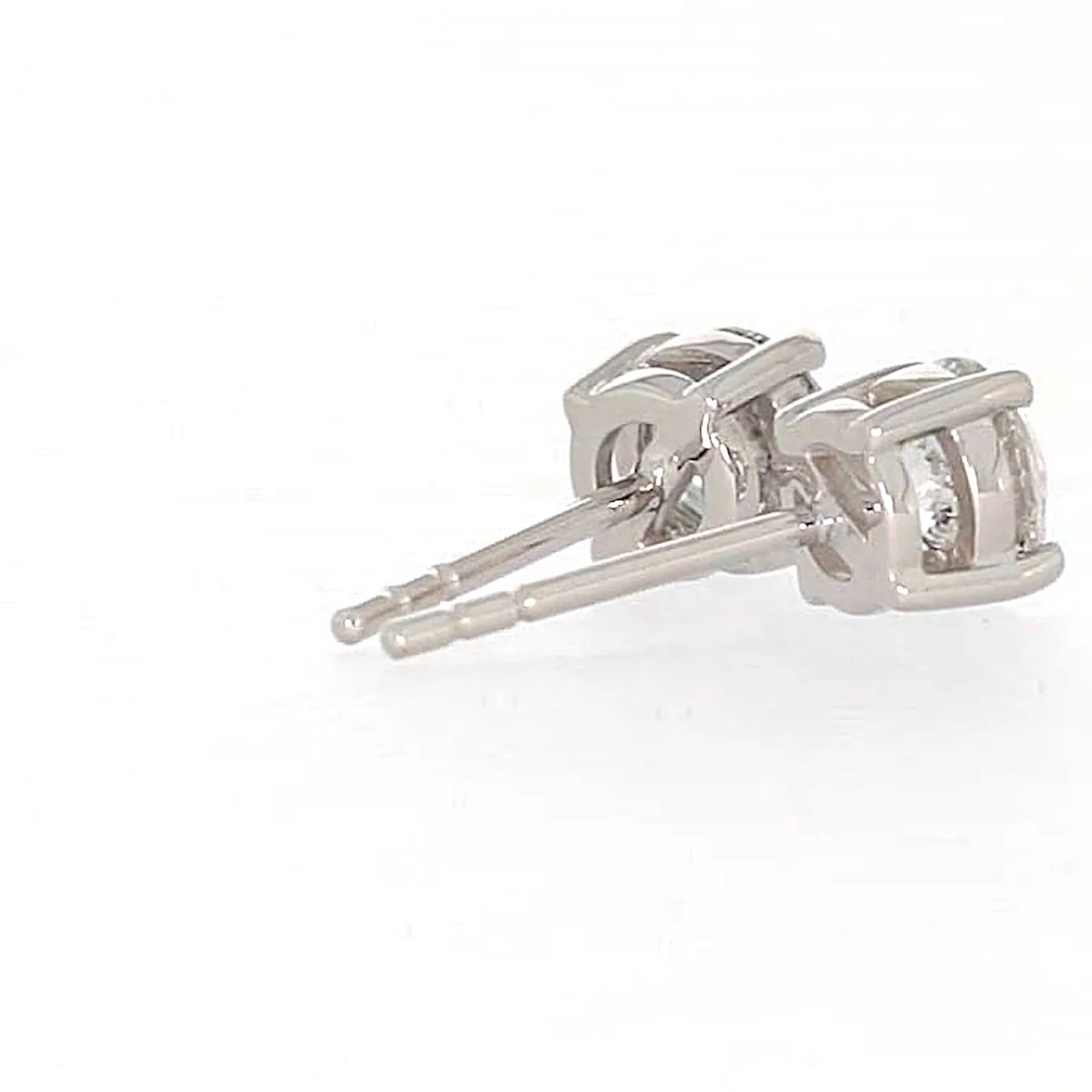 Solitaire 18ct White Gold Round Brilliant Cut with 1 CARAT tw of Diamonds Stud Earrings - Image 48