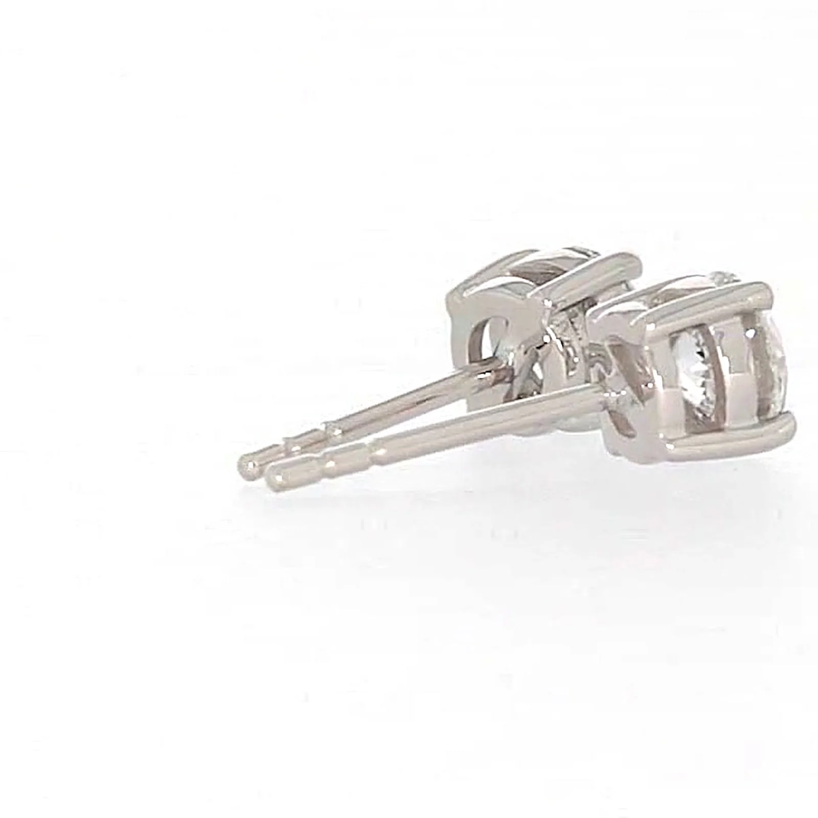 Solitaire 18ct White Gold Round Brilliant Cut with 1 CARAT tw of Diamonds Stud Earrings - Image 49