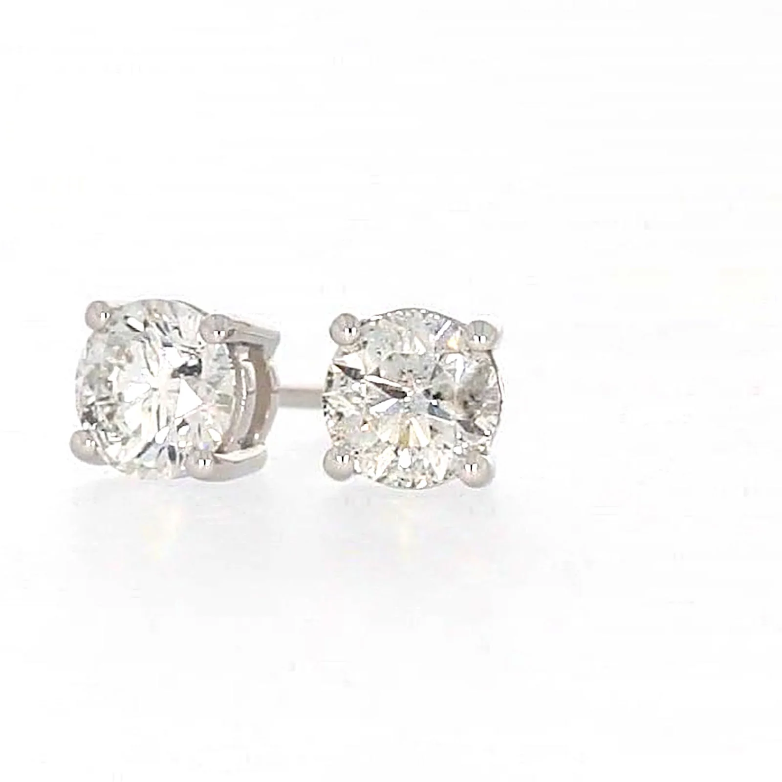 Solitaire 18ct White Gold Round Brilliant Cut with 1 CARAT tw of Diamonds Stud Earrings - Image 5