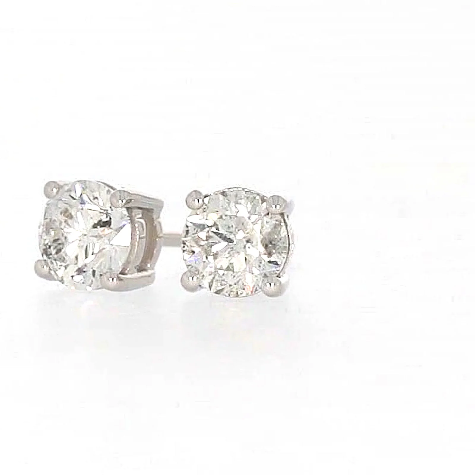 Solitaire 18ct White Gold Round Brilliant Cut with 1 CARAT tw of Diamonds Stud Earrings - Image 6