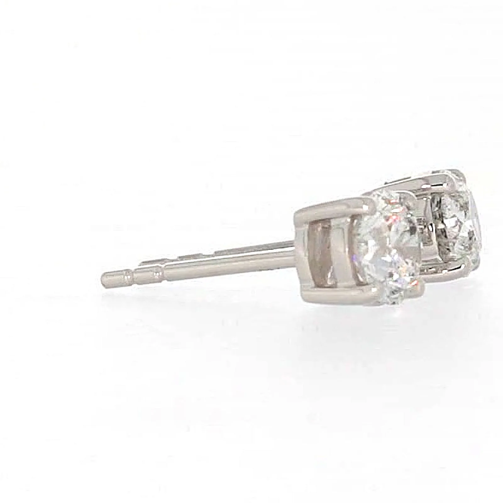Solitaire 18ct White Gold Round Brilliant Cut with 1 CARAT tw of Diamonds Stud Earrings - Image 60