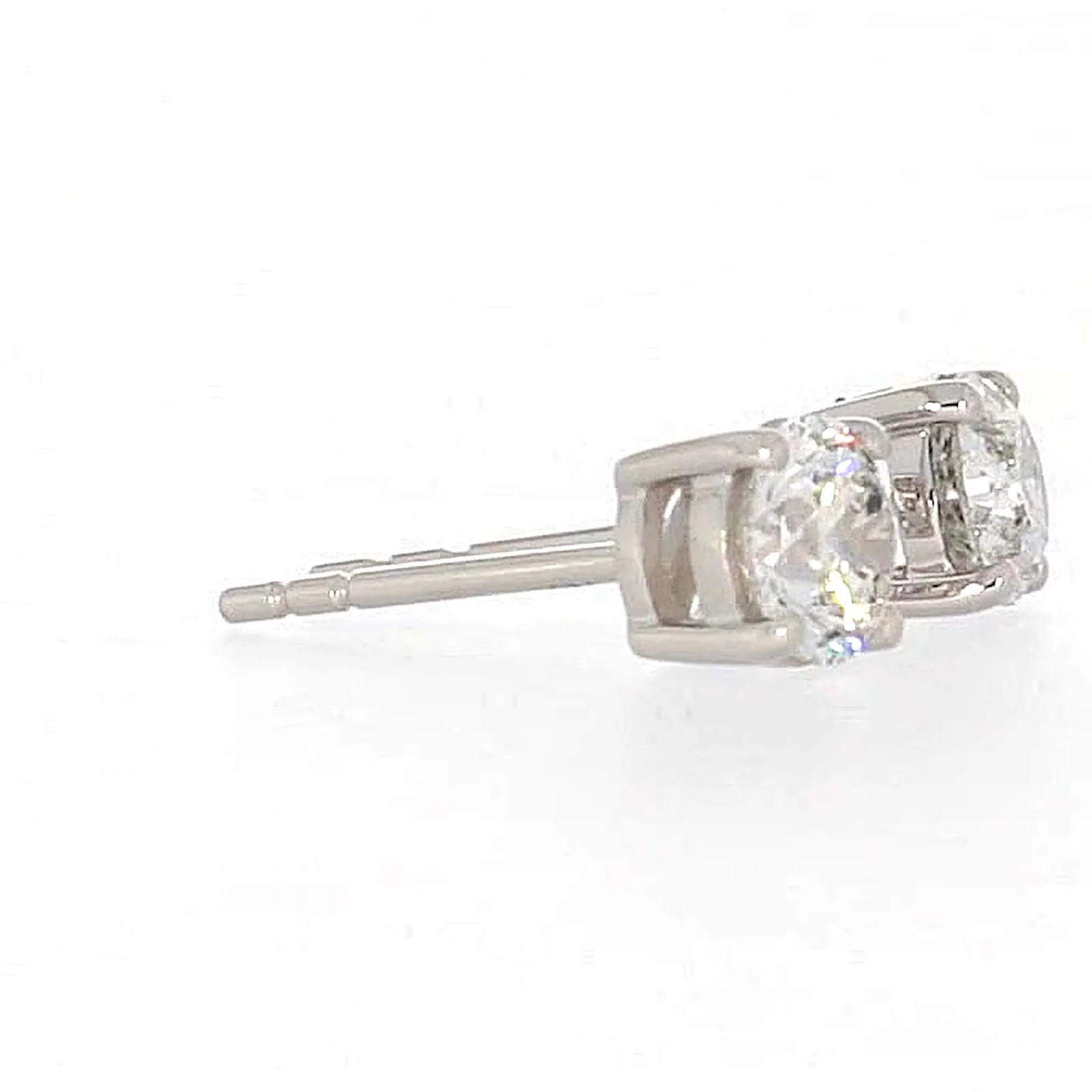 Solitaire 18ct White Gold Round Brilliant Cut with 1 CARAT tw of Diamonds Stud Earrings - Image 61