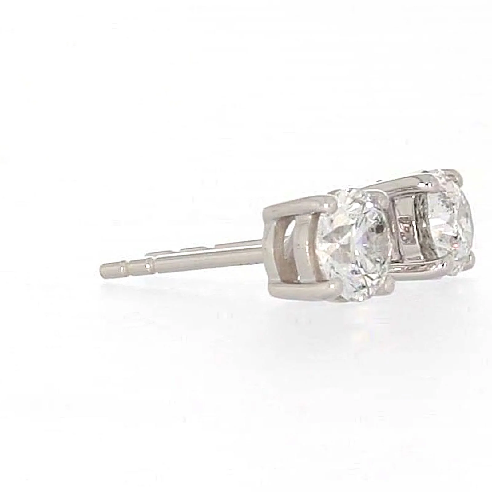 Solitaire 18ct White Gold Round Brilliant Cut with 1 CARAT tw of Diamonds Stud Earrings - Image 62