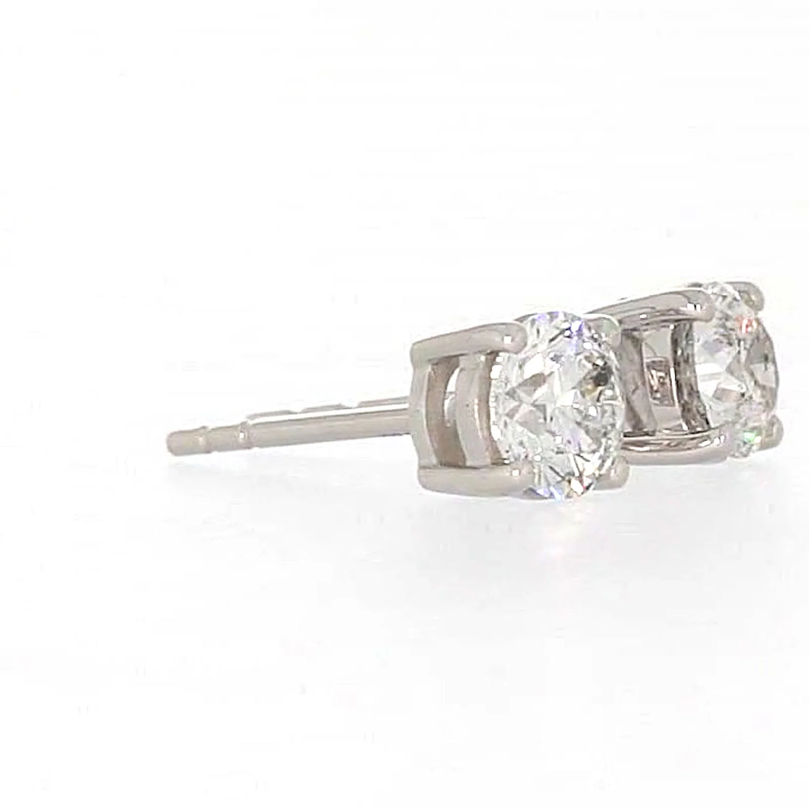 Solitaire 18ct White Gold Round Brilliant Cut with 1 CARAT tw of Diamonds Stud Earrings - Image 63