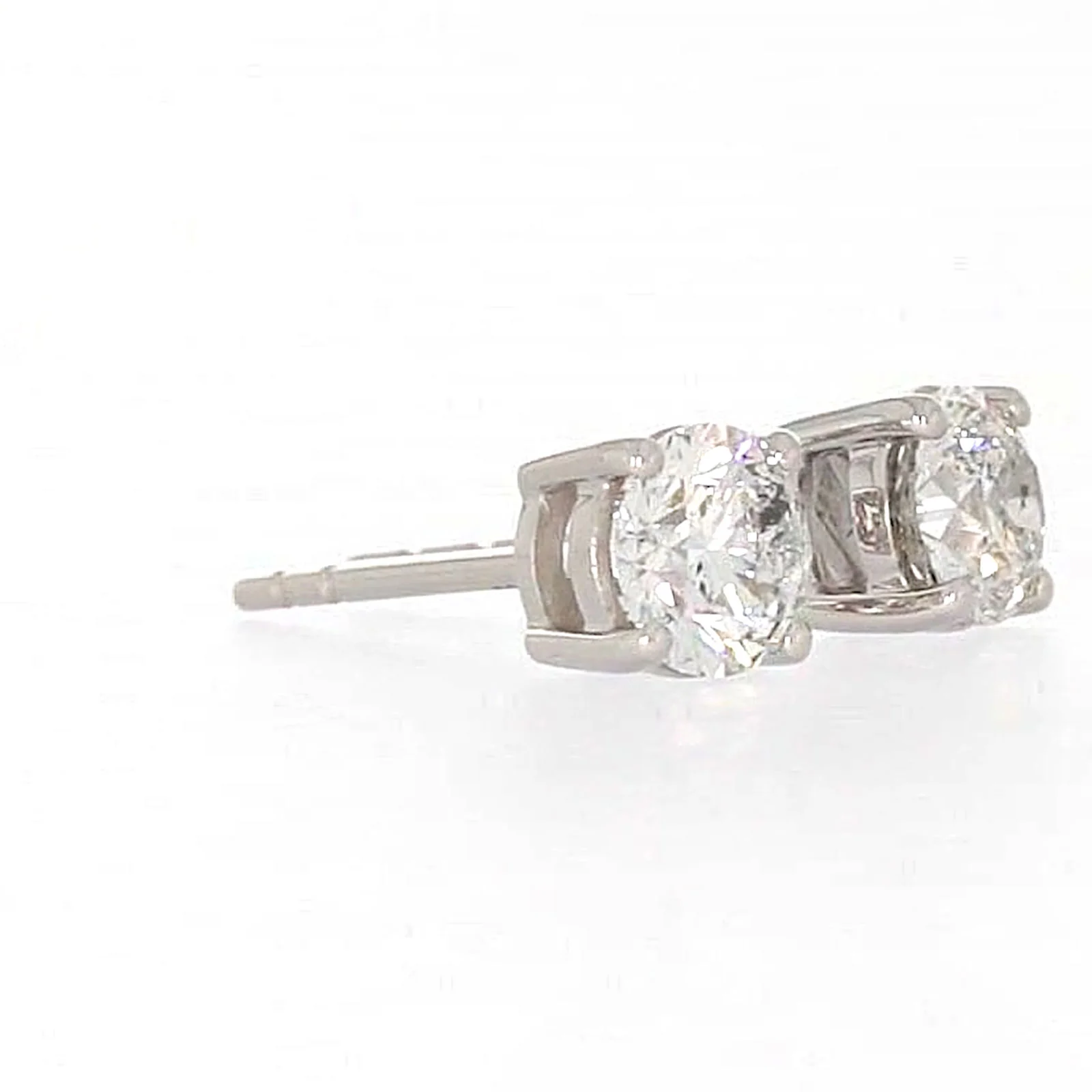 Solitaire 18ct White Gold Round Brilliant Cut with 1 CARAT tw of Diamonds Stud Earrings - Image 64