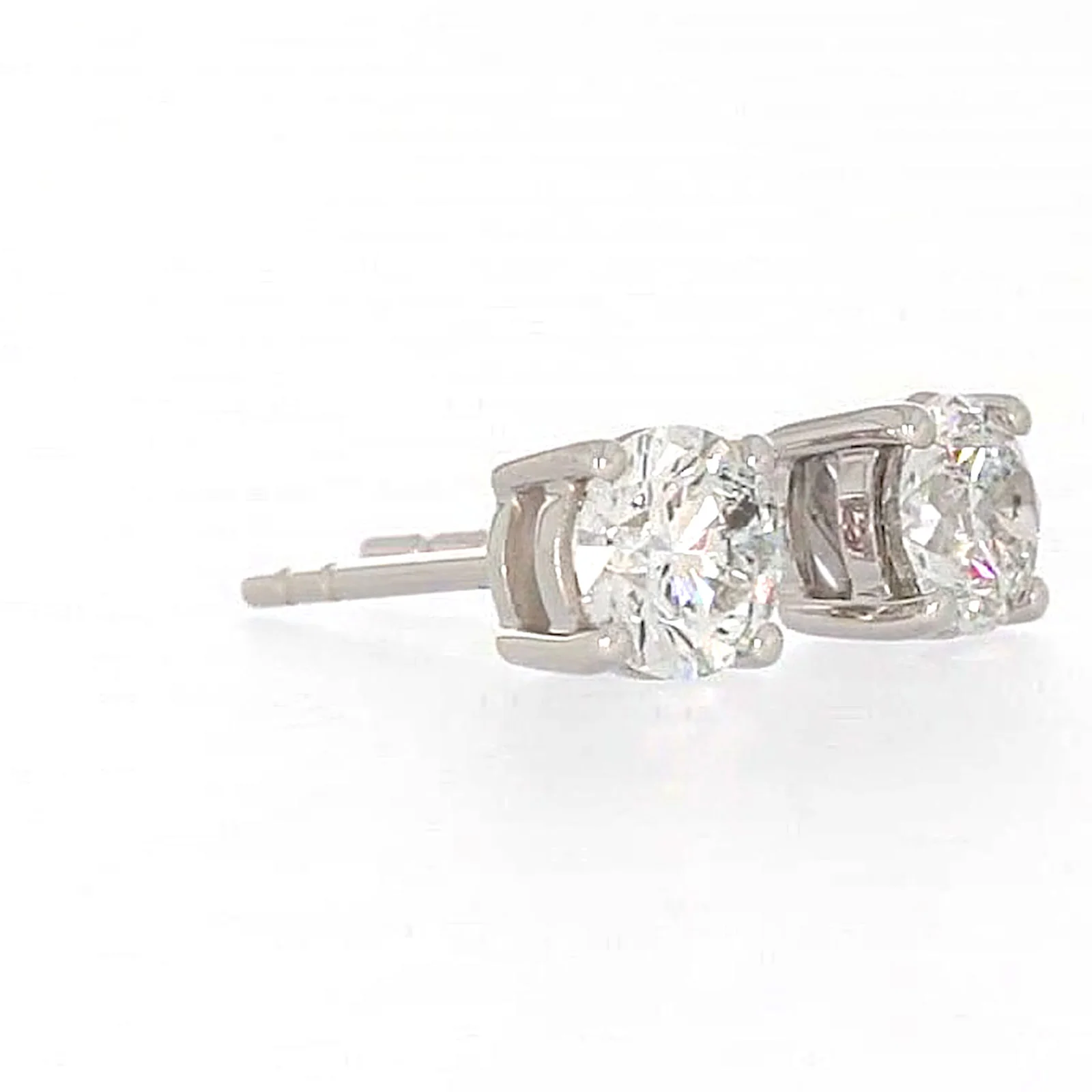 Solitaire 18ct White Gold Round Brilliant Cut with 1 CARAT tw of Diamonds Stud Earrings - Image 65