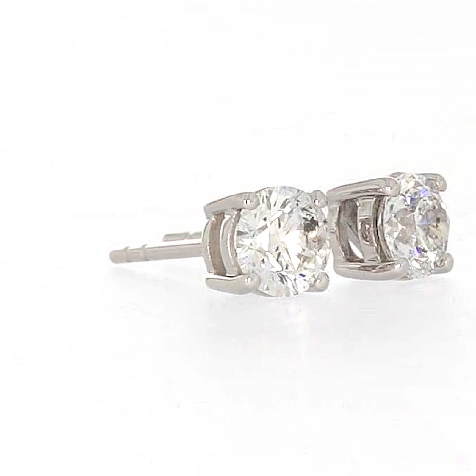 Solitaire 18ct White Gold Round Brilliant Cut with 1 CARAT tw of Diamonds Stud Earrings - Image 66