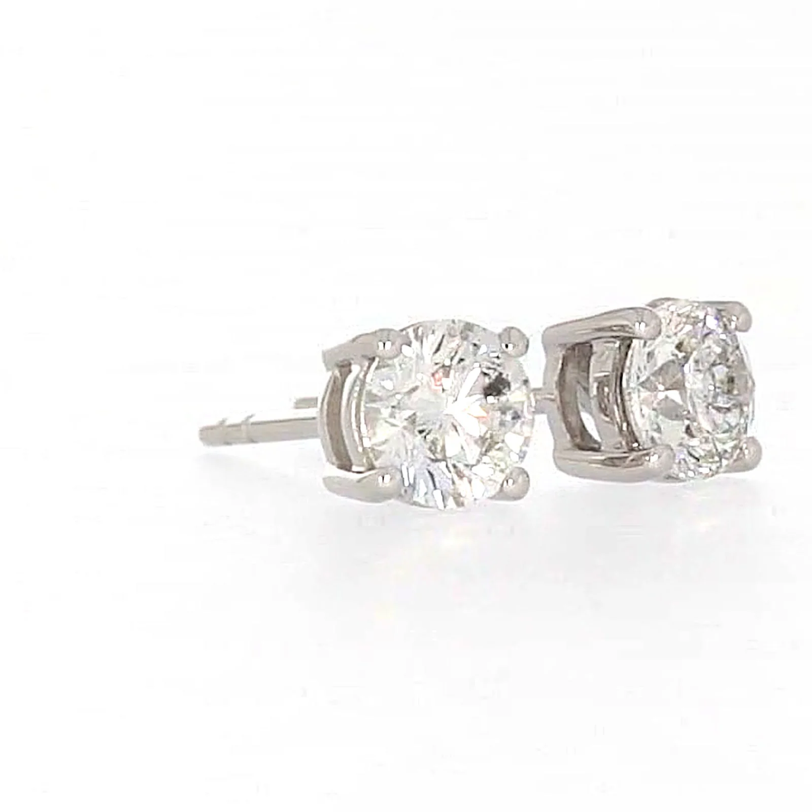 Solitaire 18ct White Gold Round Brilliant Cut with 1 CARAT tw of Diamonds Stud Earrings - Image 67