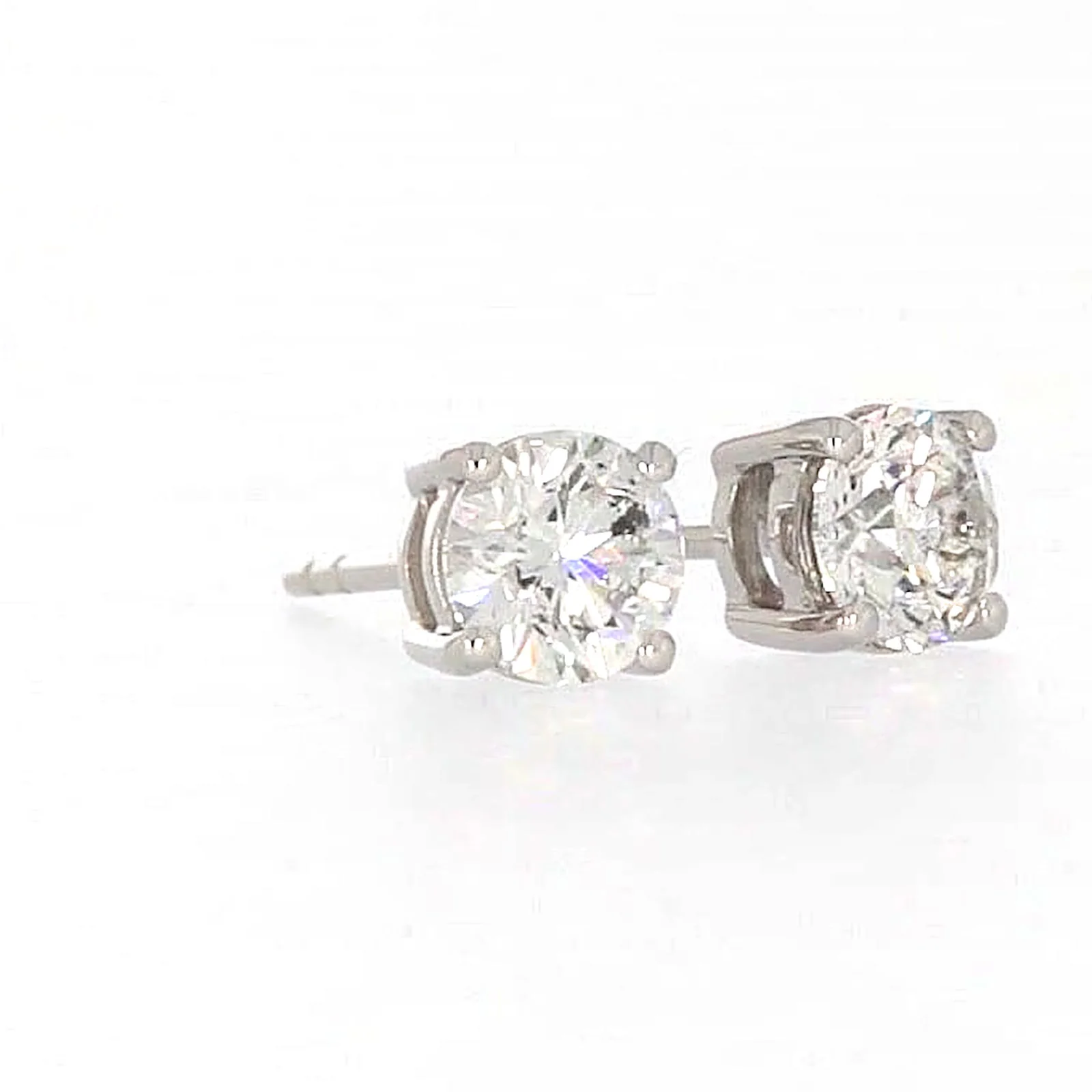 Solitaire 18ct White Gold Round Brilliant Cut with 1 CARAT tw of Diamonds Stud Earrings - Image 68