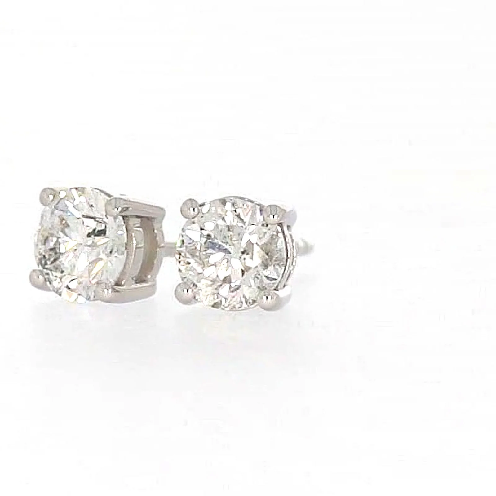 Solitaire 18ct White Gold Round Brilliant Cut with 1 CARAT tw of Diamonds Stud Earrings - Image 7