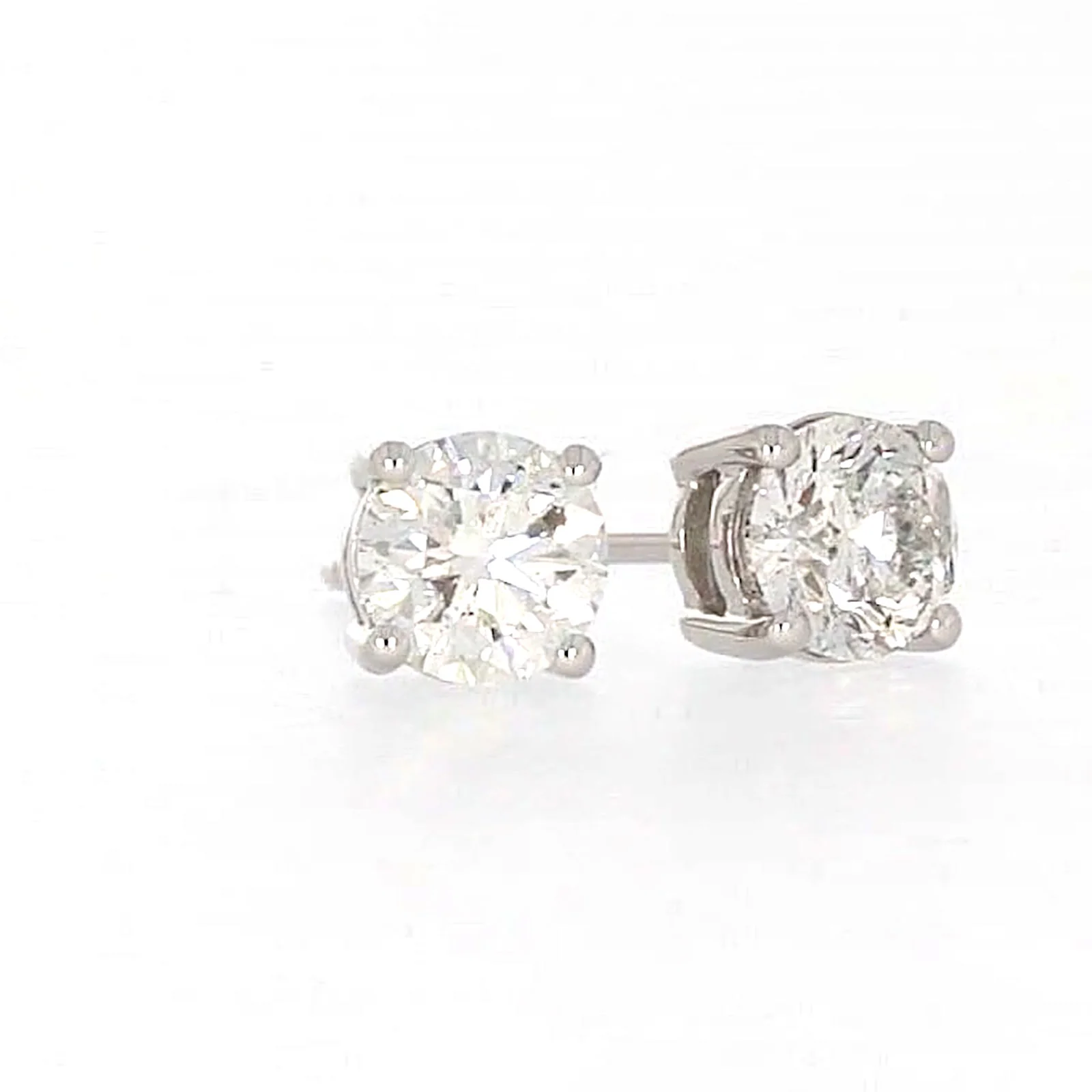 Solitaire 18ct White Gold Round Brilliant Cut with 1 CARAT tw of Diamonds Stud Earrings - Image 70
