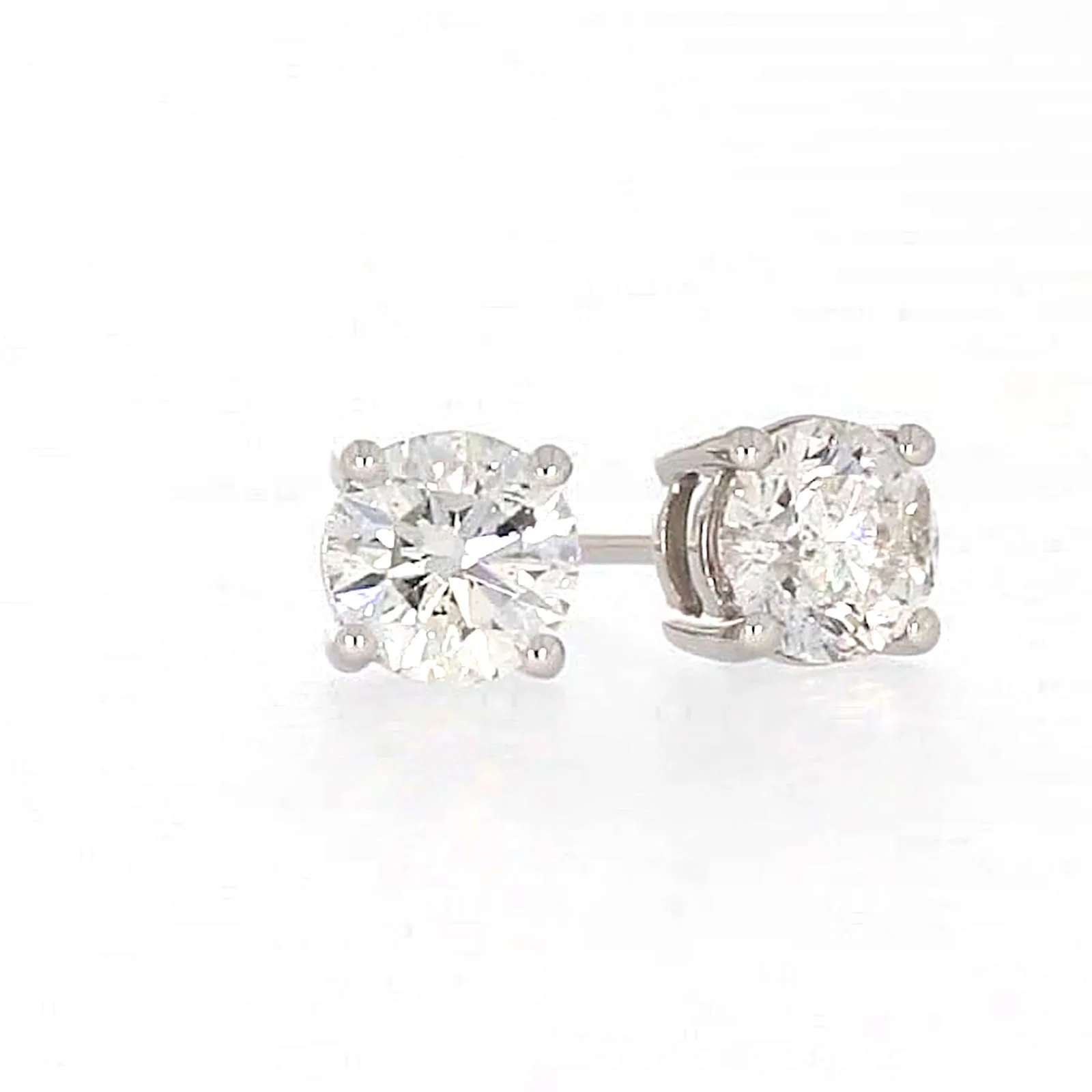Solitaire 18ct White Gold Round Brilliant Cut with 1 CARAT tw of Diamonds Stud Earrings - Image 71