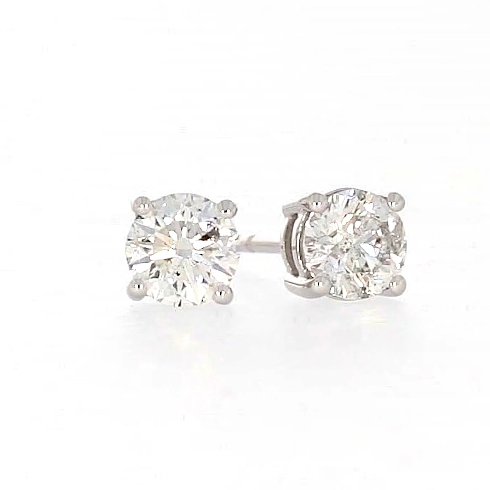 Solitaire 18ct White Gold Round Brilliant Cut with 1 CARAT tw of Diamonds Stud Earrings - Image 72