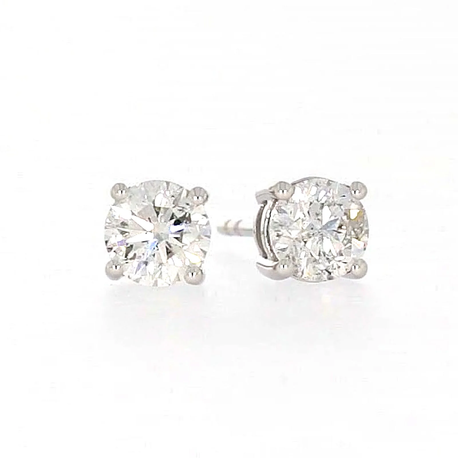 Solitaire 18ct White Gold Round Brilliant Cut with 1 CARAT tw of Diamonds Stud Earrings - Image 73