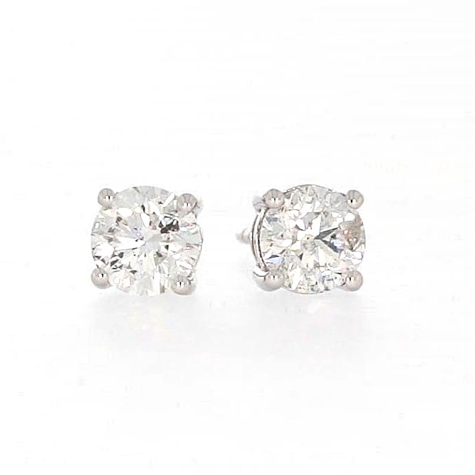 Solitaire 18ct White Gold Round Brilliant Cut with 1 CARAT tw of Diamonds Stud Earrings - Image 74
