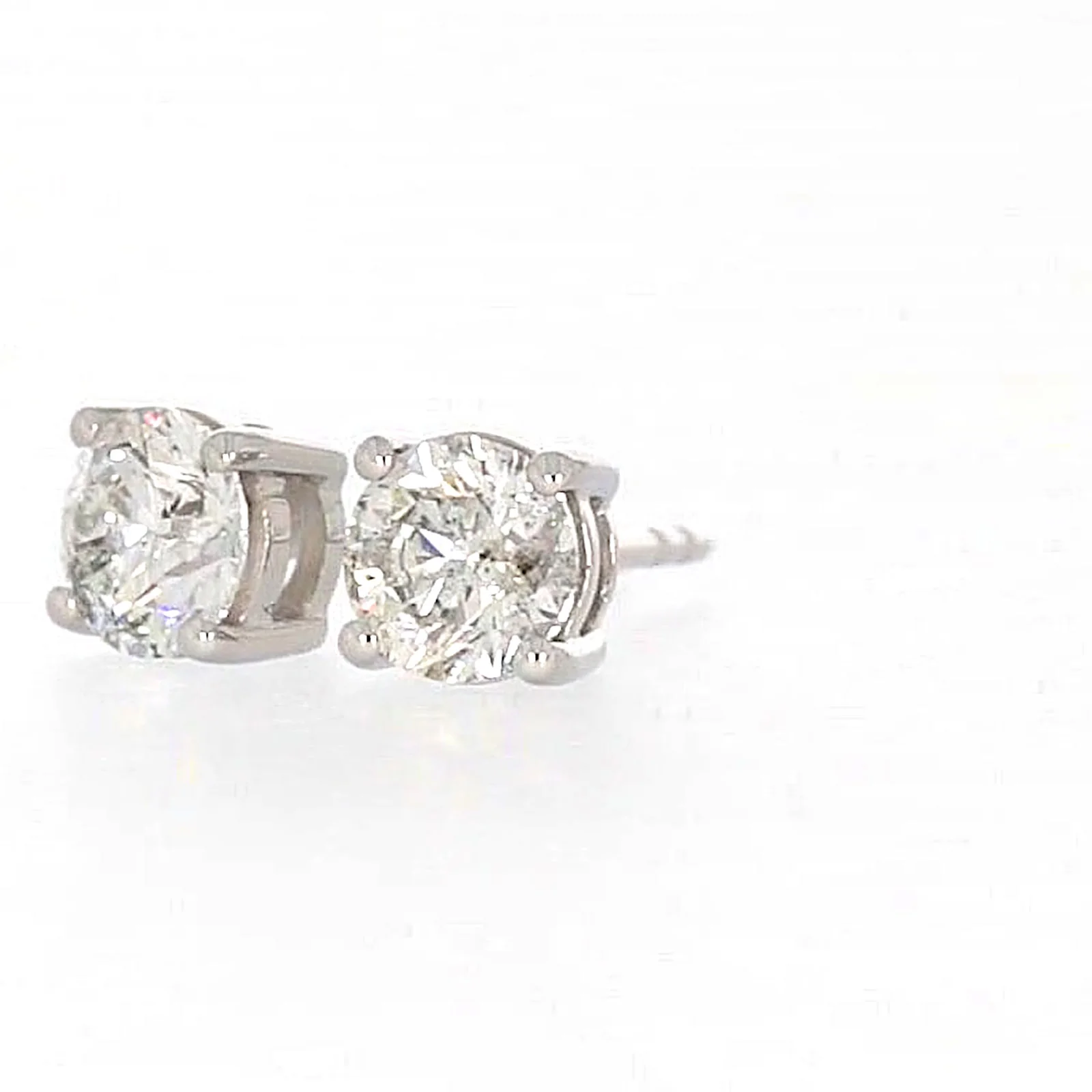 Solitaire 18ct White Gold Round Brilliant Cut with 1 CARAT tw of Diamonds Stud Earrings - Image 8