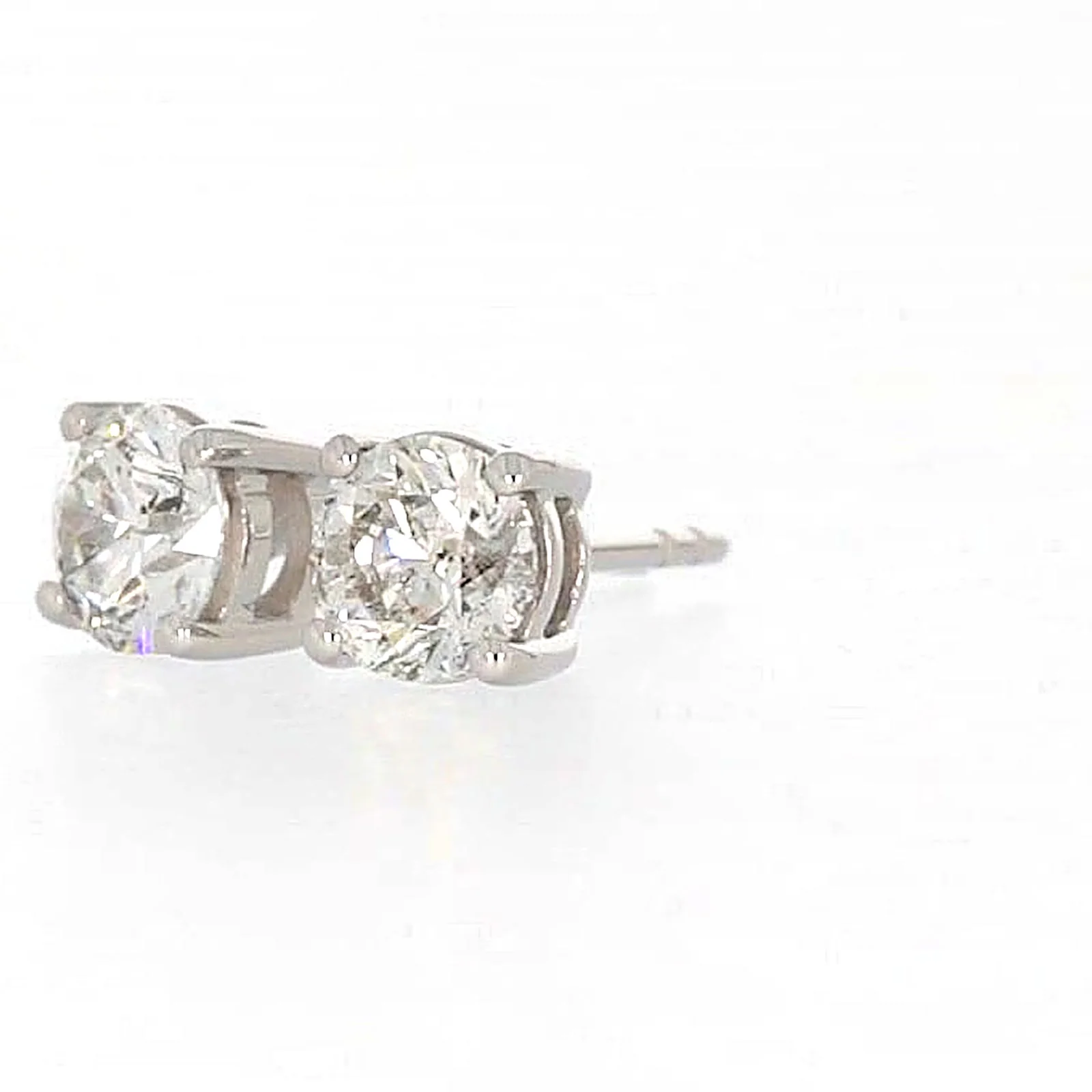 Solitaire 18ct White Gold Round Brilliant Cut with 1 CARAT tw of Diamonds Stud Earrings - Image 9