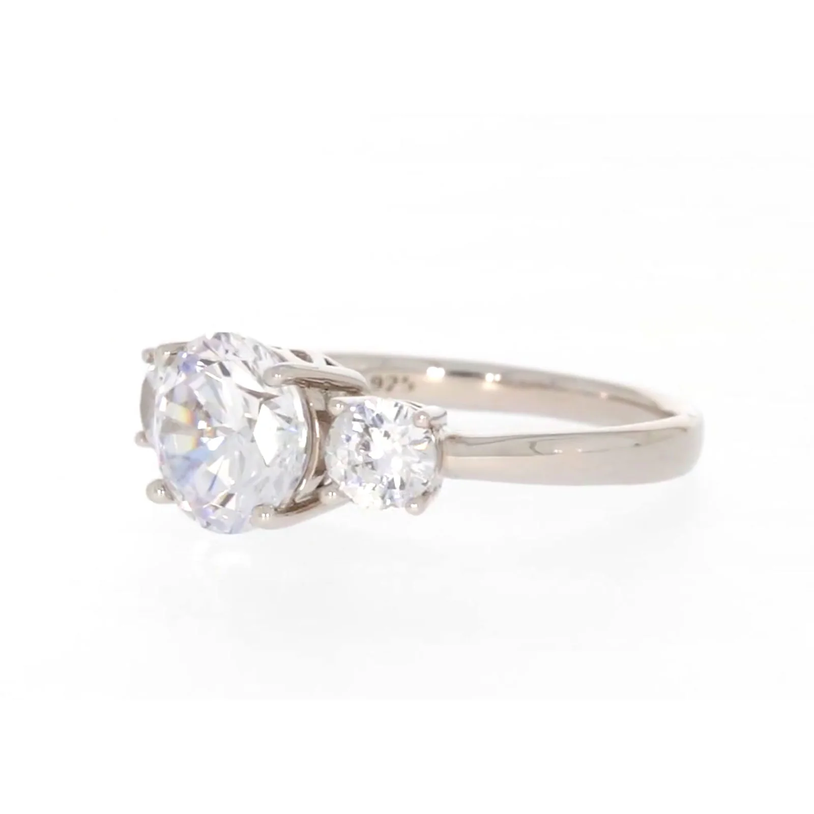 Sterling Silver Cubic Zirconia Trilogy Ring - Image 10