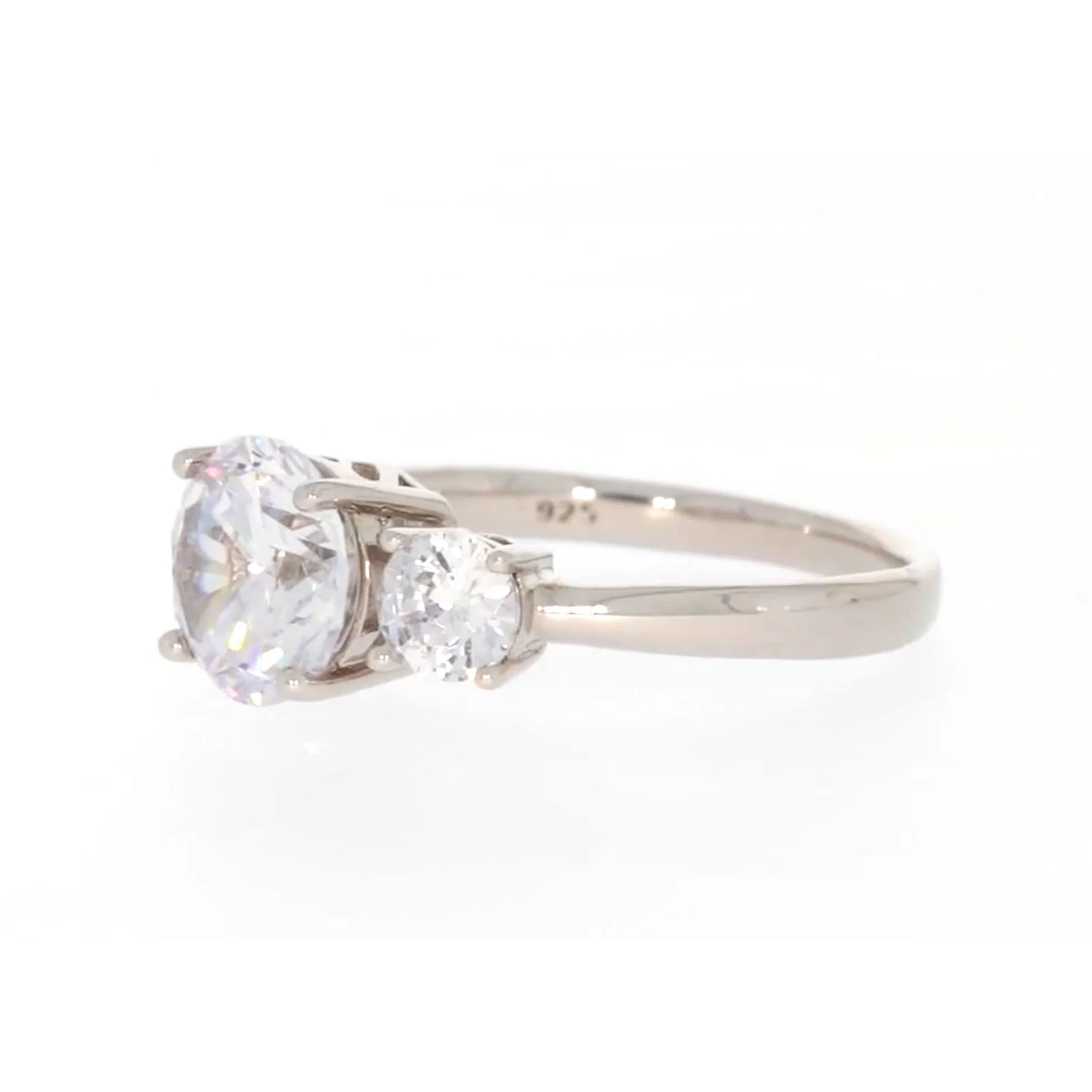 Sterling Silver Cubic Zirconia Trilogy Ring - Image 12