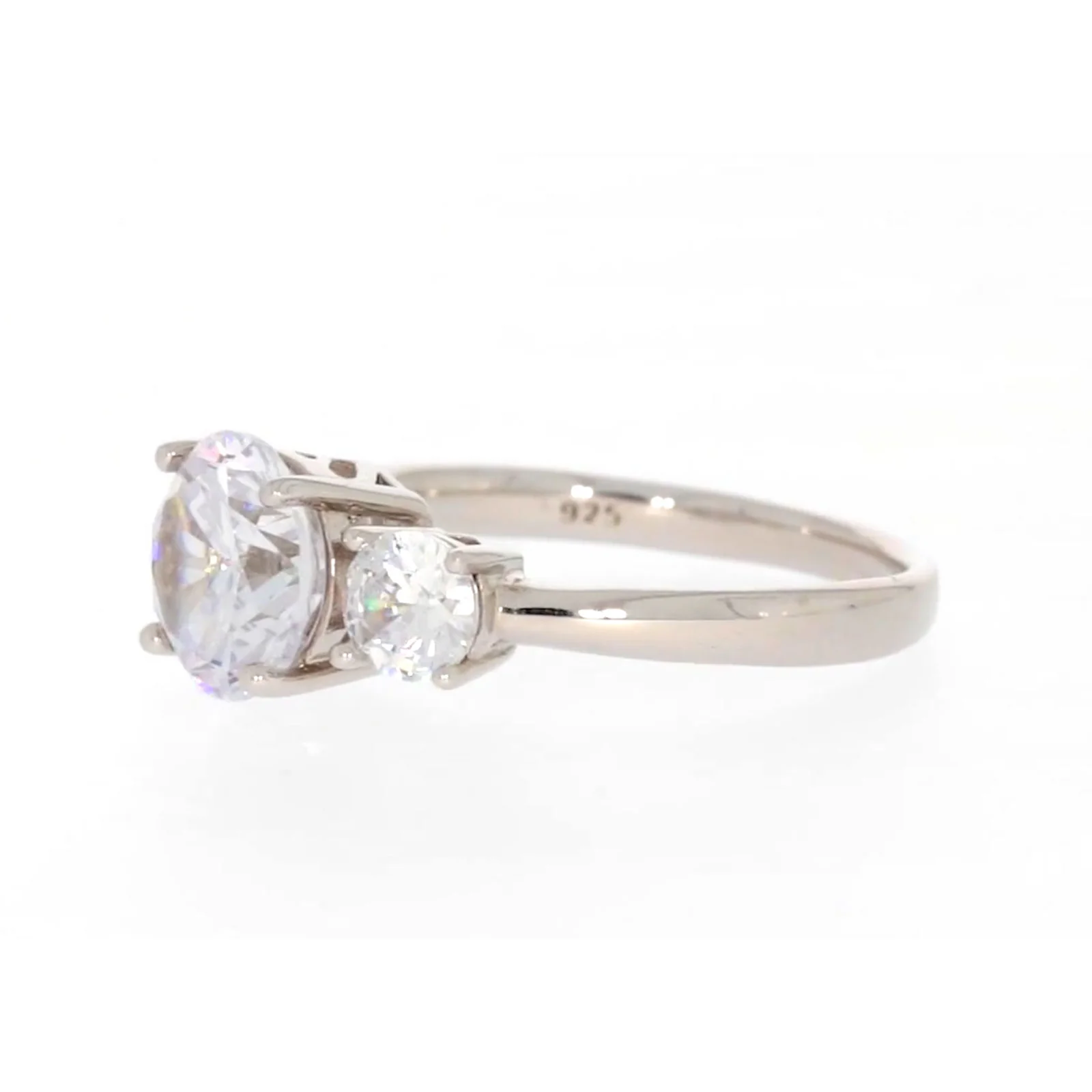 Sterling Silver Cubic Zirconia Trilogy Ring - Image 13