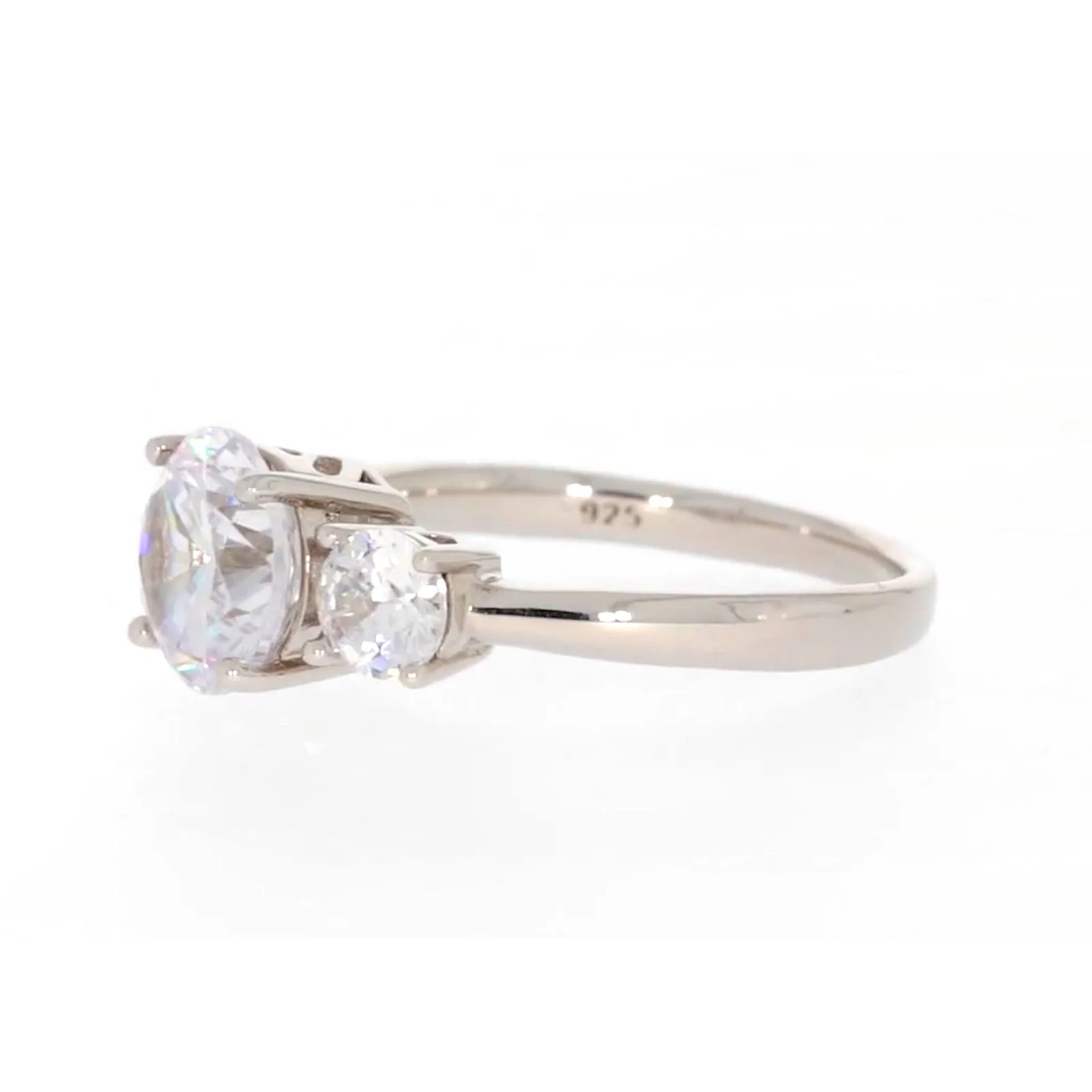 Sterling Silver Cubic Zirconia Trilogy Ring - Image 14