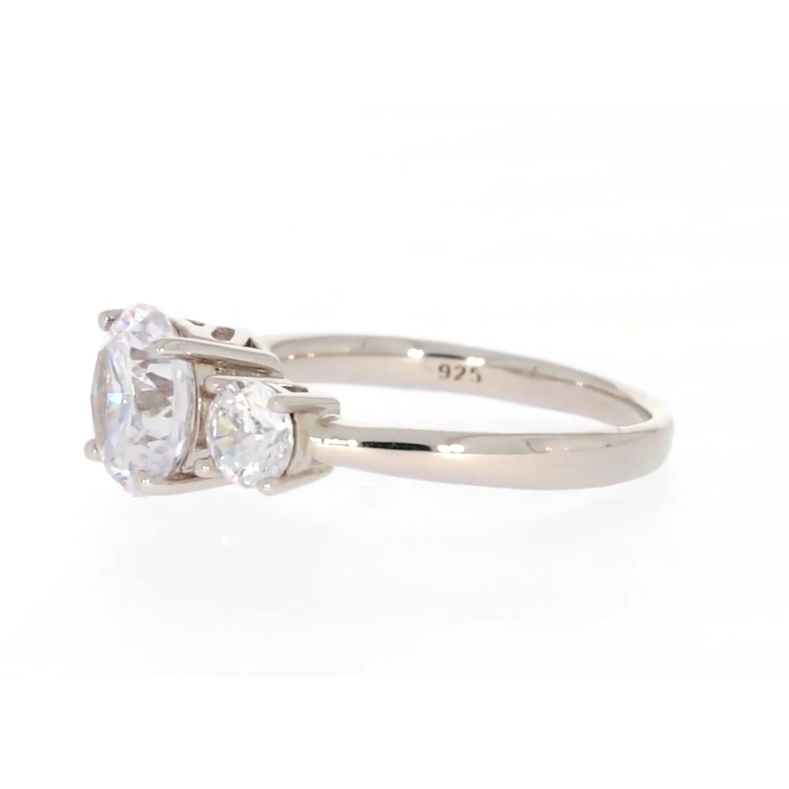 Sterling Silver Cubic Zirconia Trilogy Ring - Image 15