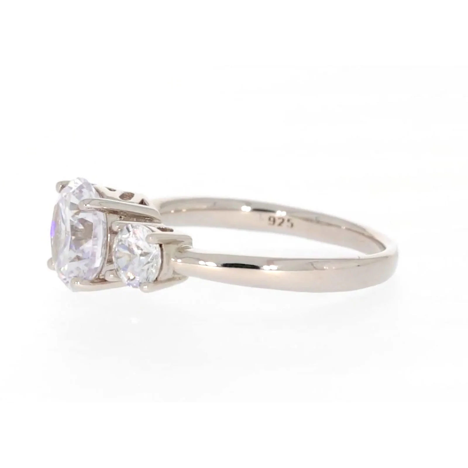 Sterling Silver Cubic Zirconia Trilogy Ring - Image 16