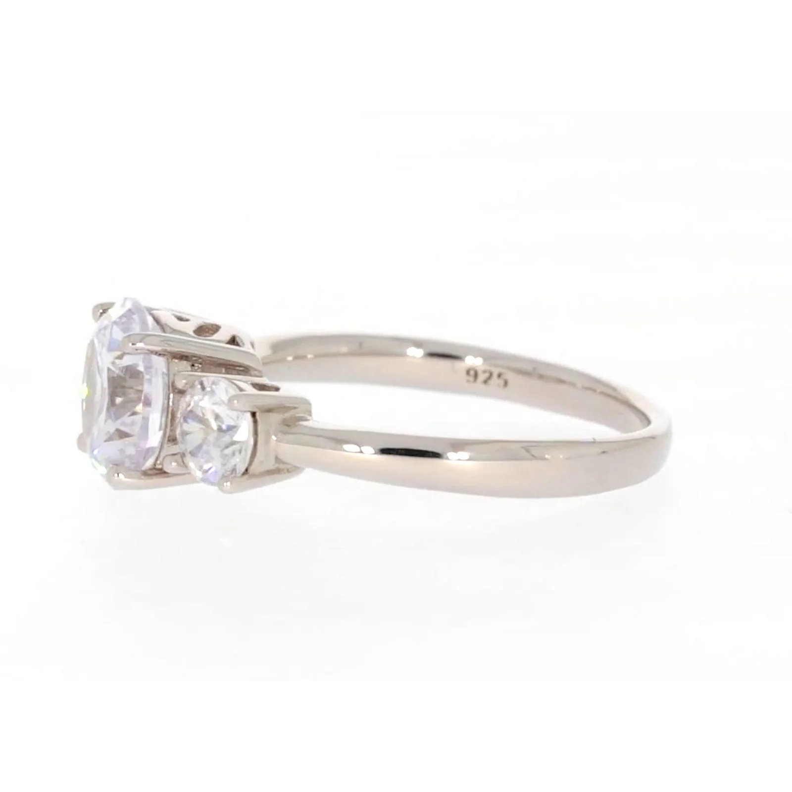 Sterling Silver Cubic Zirconia Trilogy Ring - Image 17