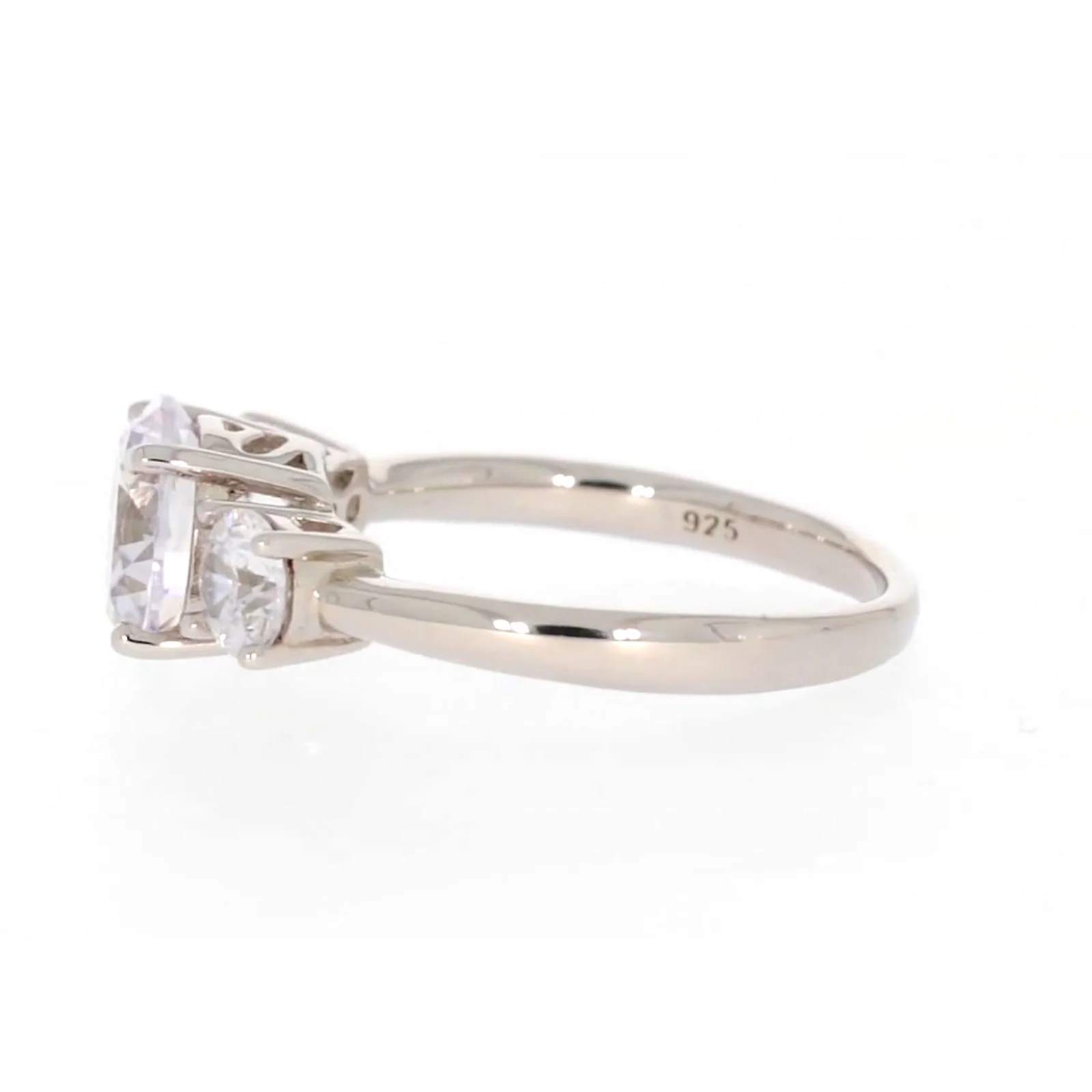 Sterling Silver Cubic Zirconia Trilogy Ring - Image 19