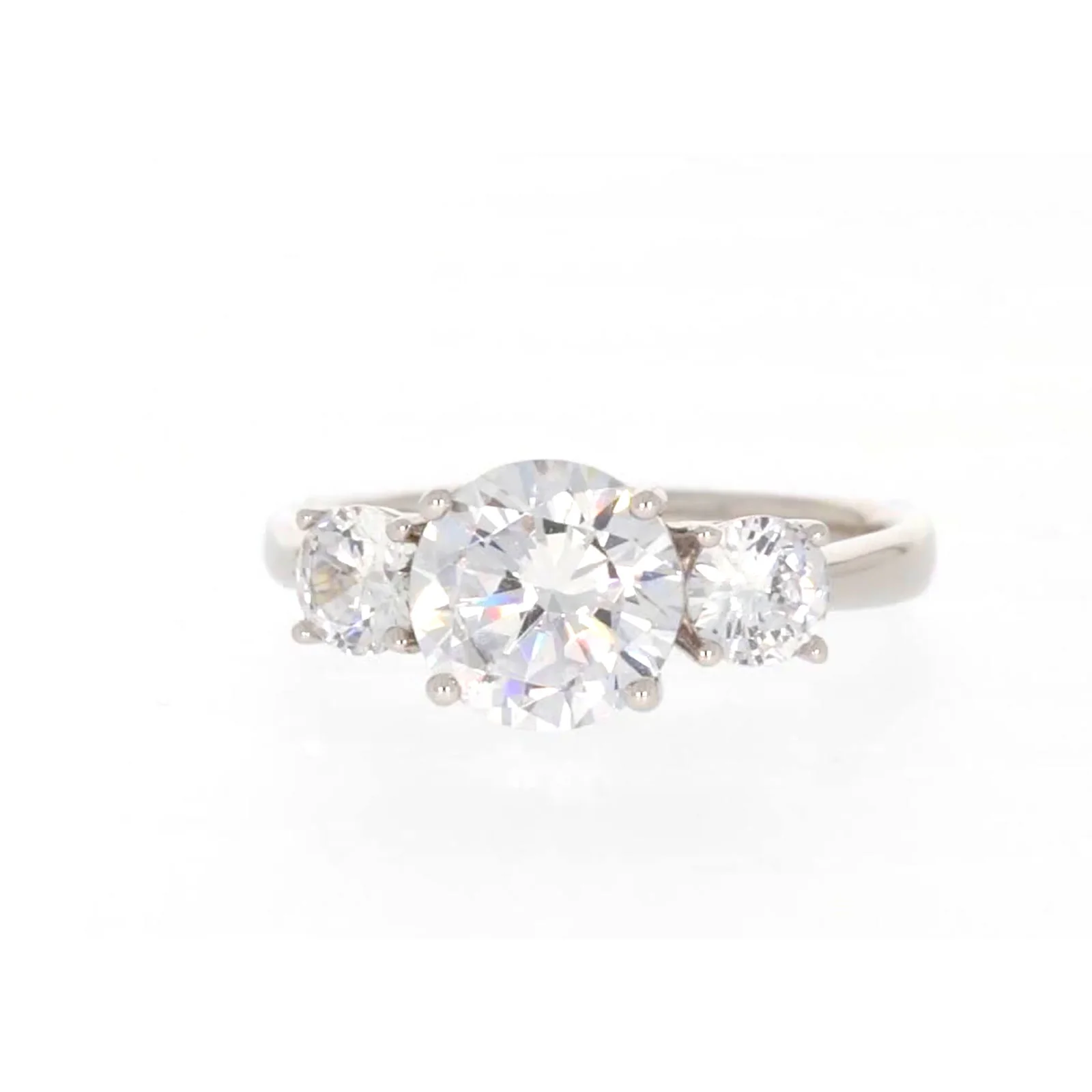 Sterling Silver Cubic Zirconia Trilogy Ring - Image 2
