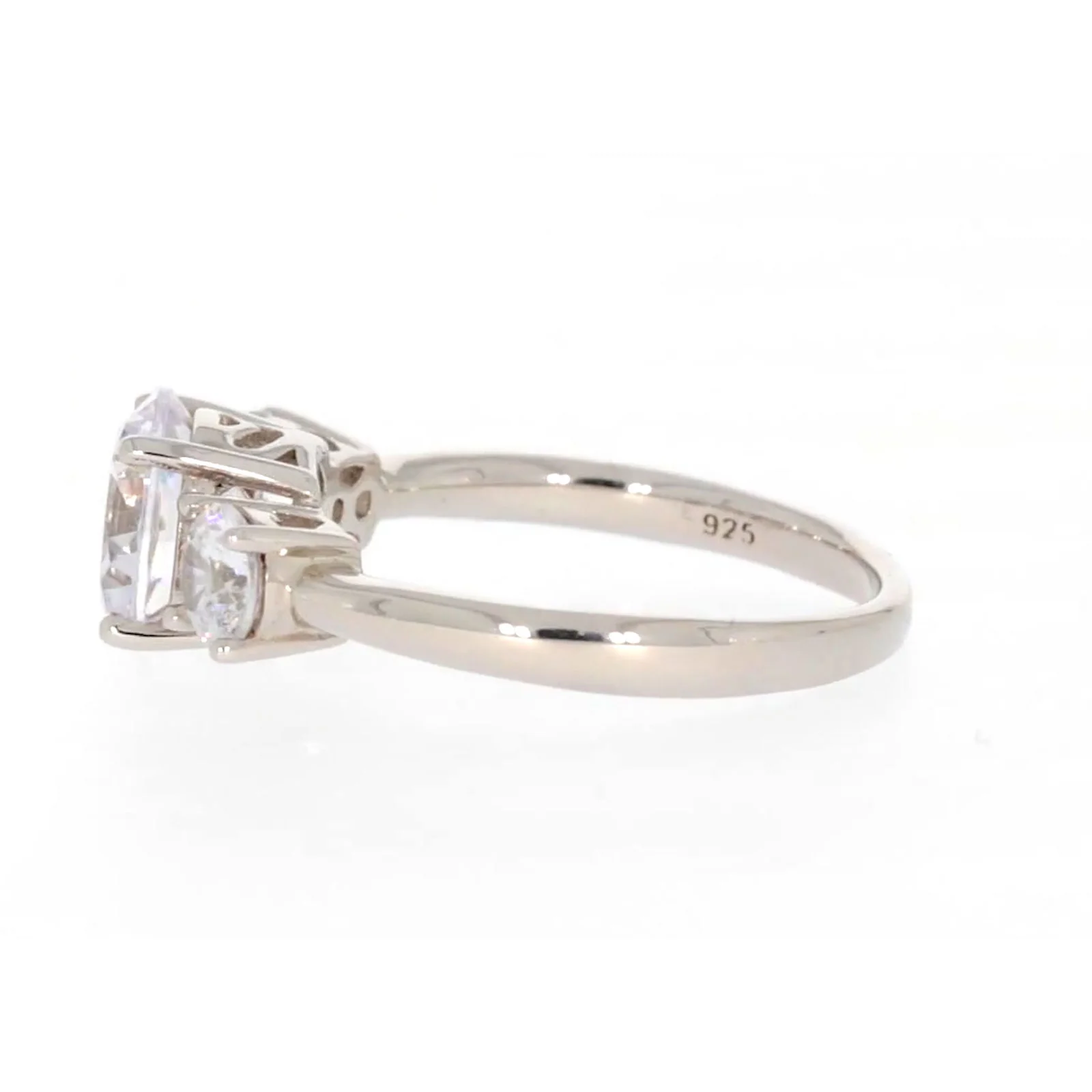 Sterling Silver Cubic Zirconia Trilogy Ring - Image 20
