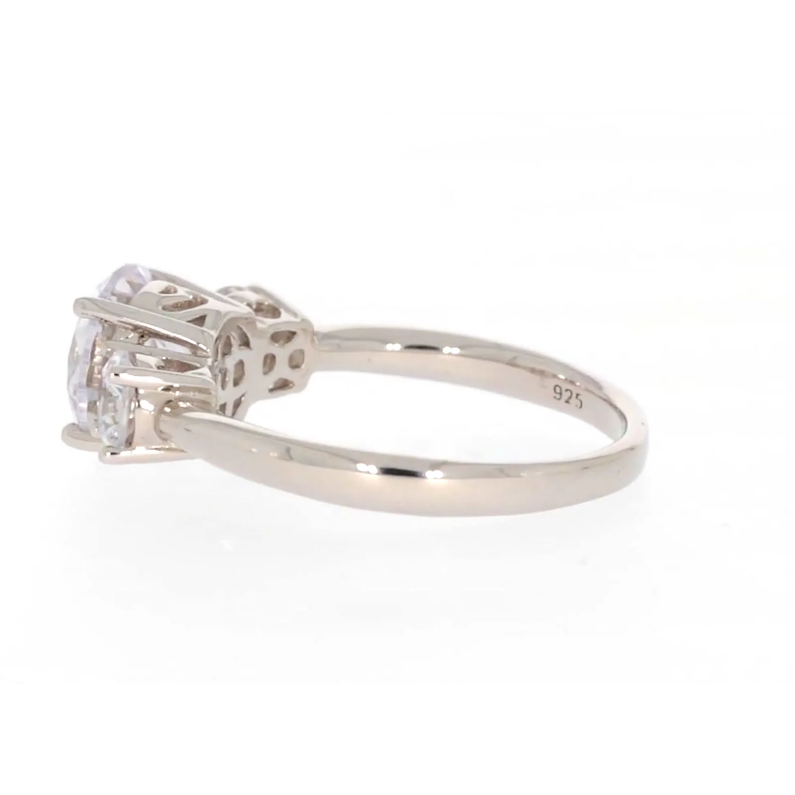 Sterling Silver Cubic Zirconia Trilogy Ring - Image 24