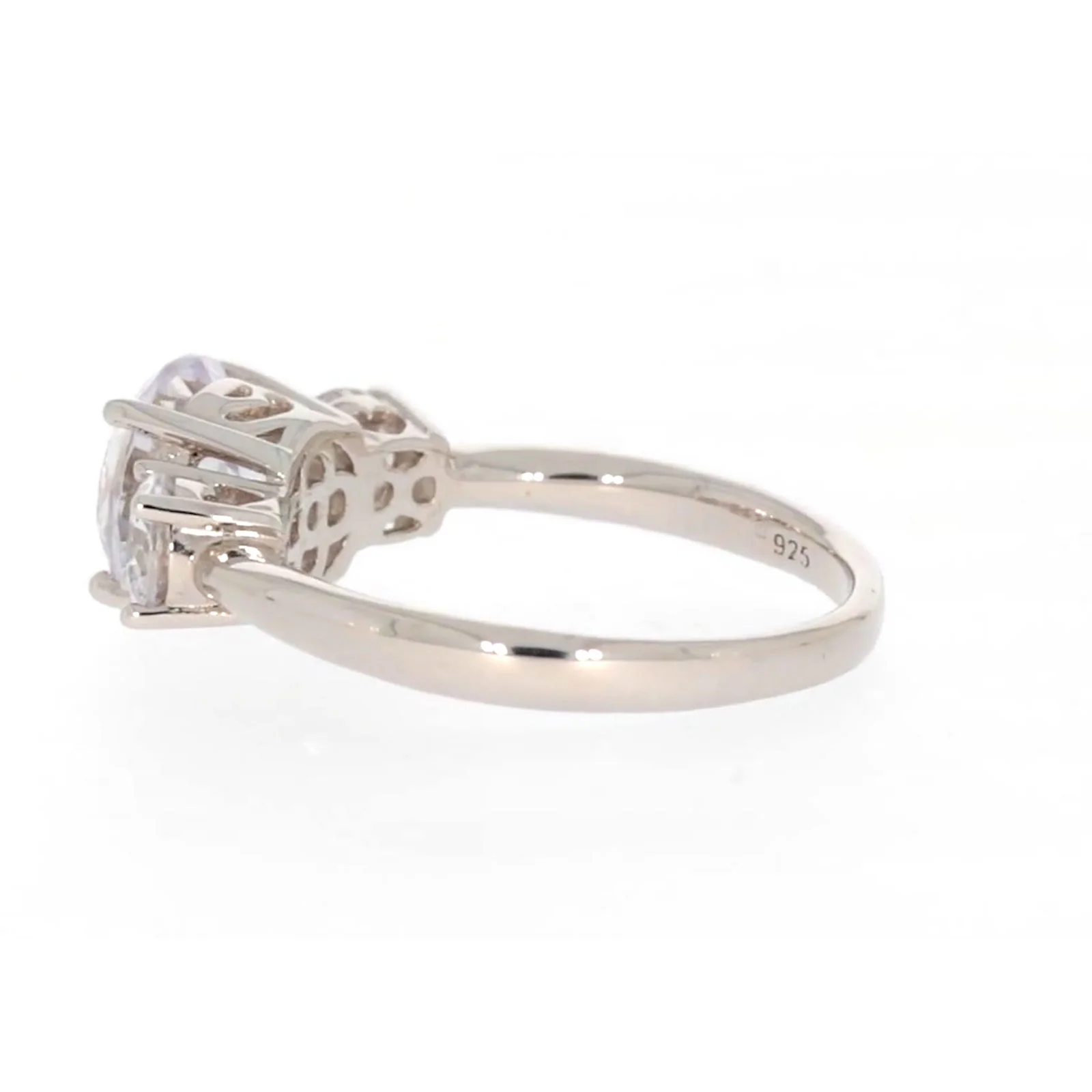 Sterling Silver Cubic Zirconia Trilogy Ring - Image 25