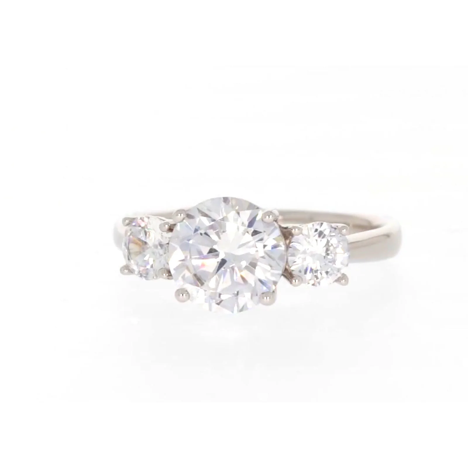 Sterling Silver Cubic Zirconia Trilogy Ring - Image 3