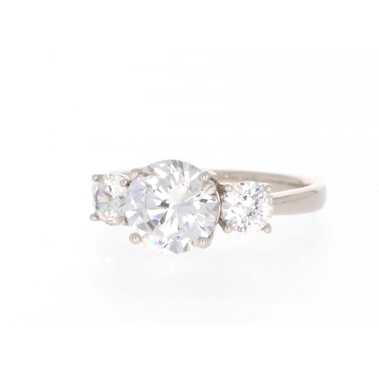 Sterling Silver Cubic Zirconia Trilogy Ring - Image 4