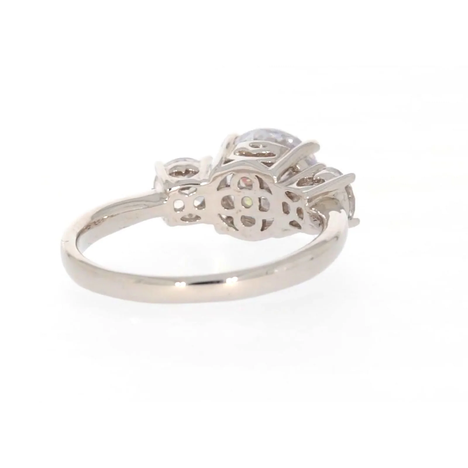 Sterling Silver Cubic Zirconia Trilogy Ring - Image 43