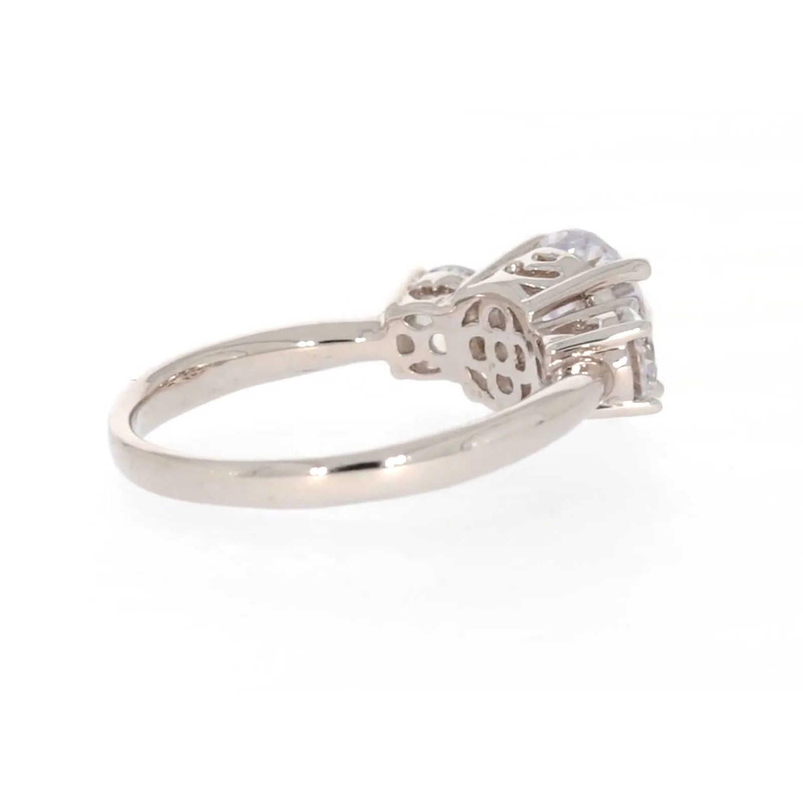 Sterling Silver Cubic Zirconia Trilogy Ring - Image 49
