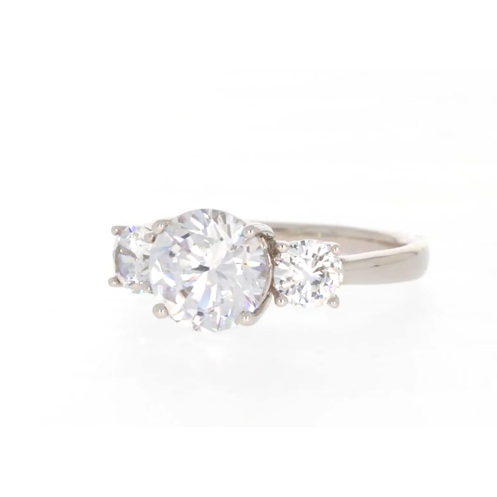 Sterling Silver Cubic Zirconia Trilogy Ring - Image 5
