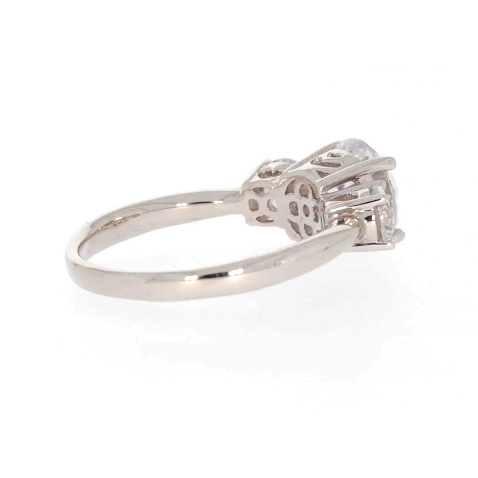 Sterling Silver Cubic Zirconia Trilogy Ring - Image 50