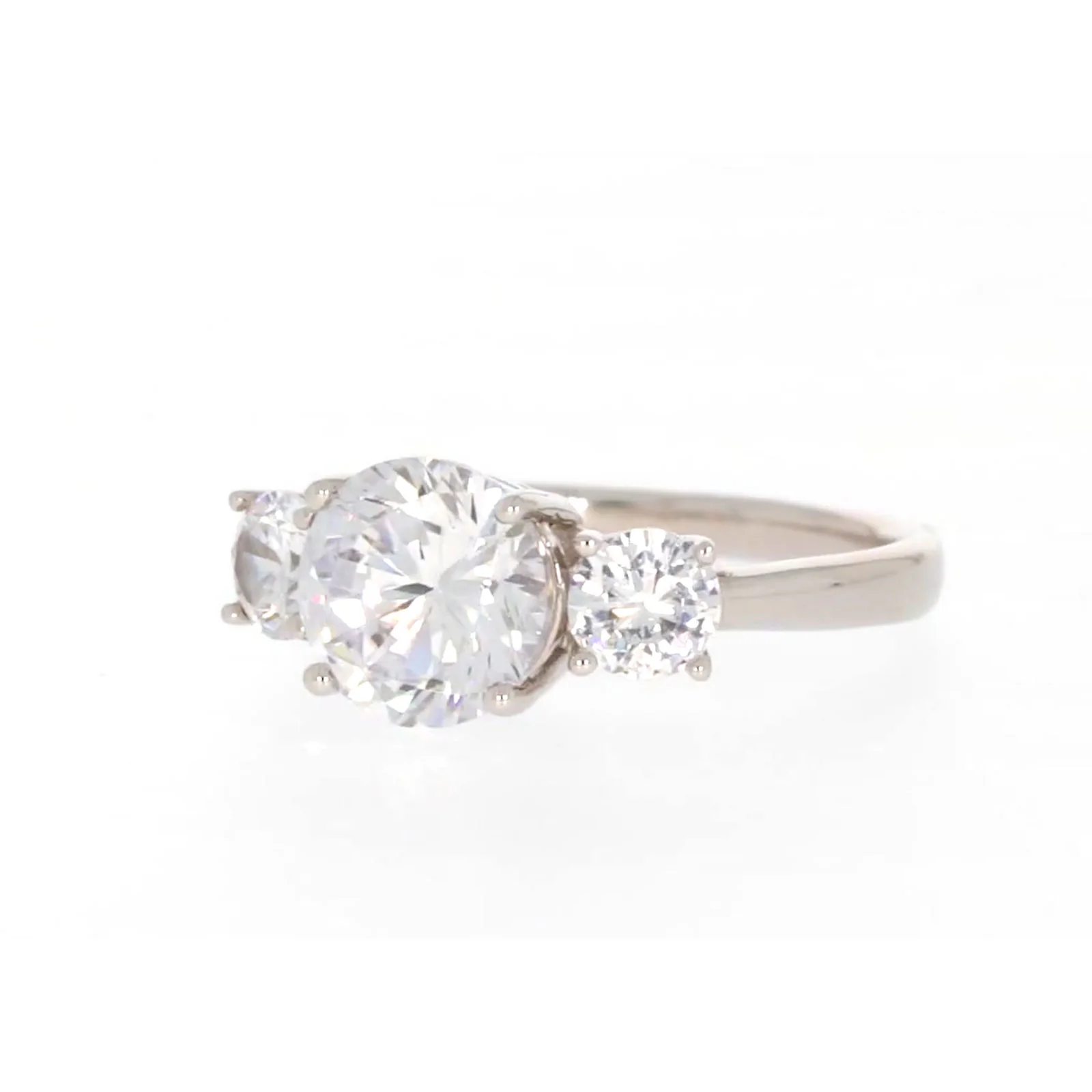 Sterling Silver Cubic Zirconia Trilogy Ring - Image 6