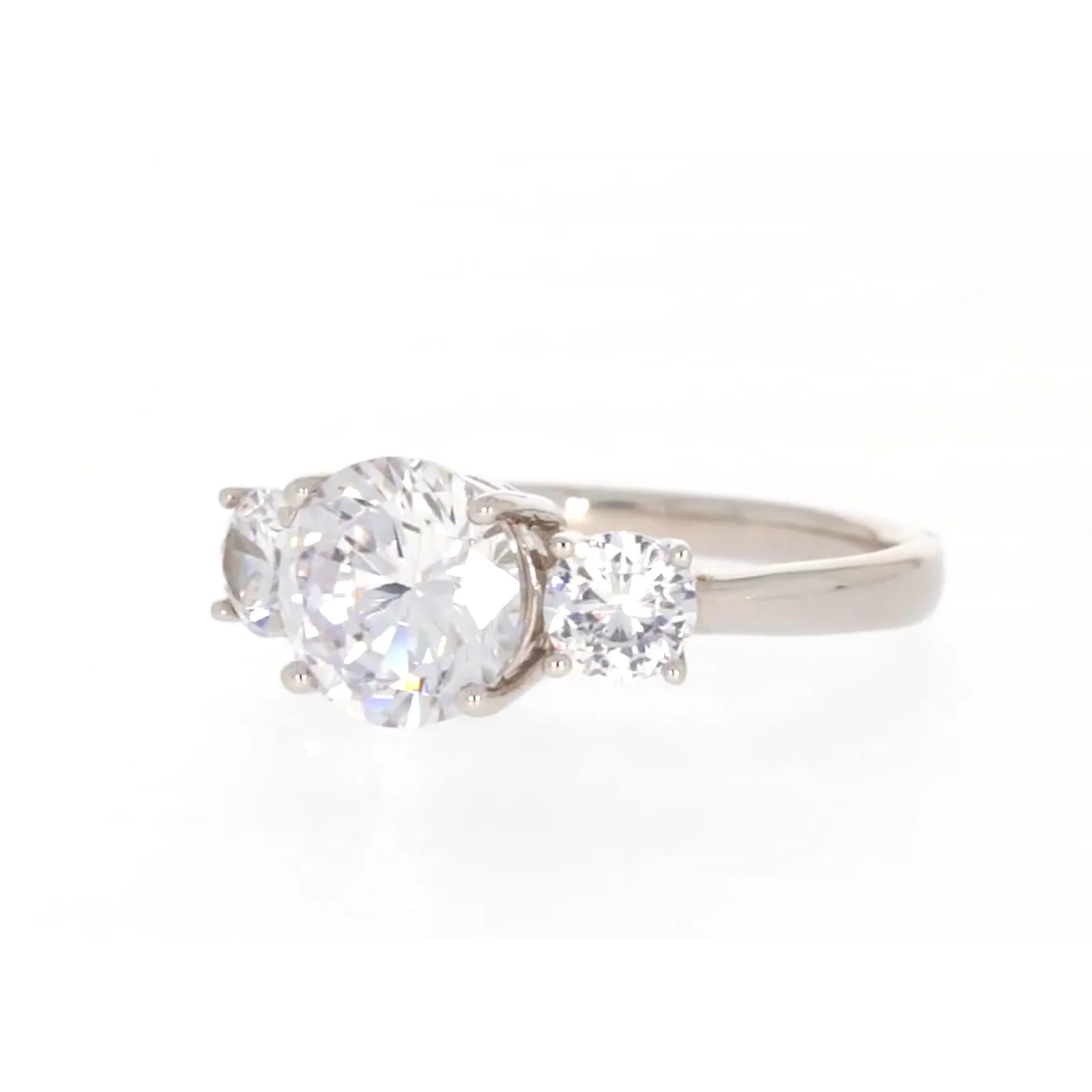 Sterling Silver Cubic Zirconia Trilogy Ring - Image 7
