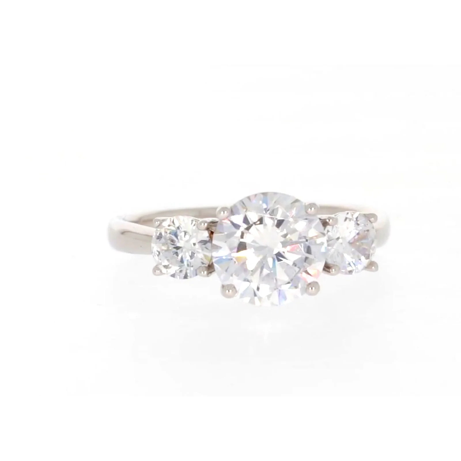 Sterling Silver Cubic Zirconia Trilogy Ring - Image 74