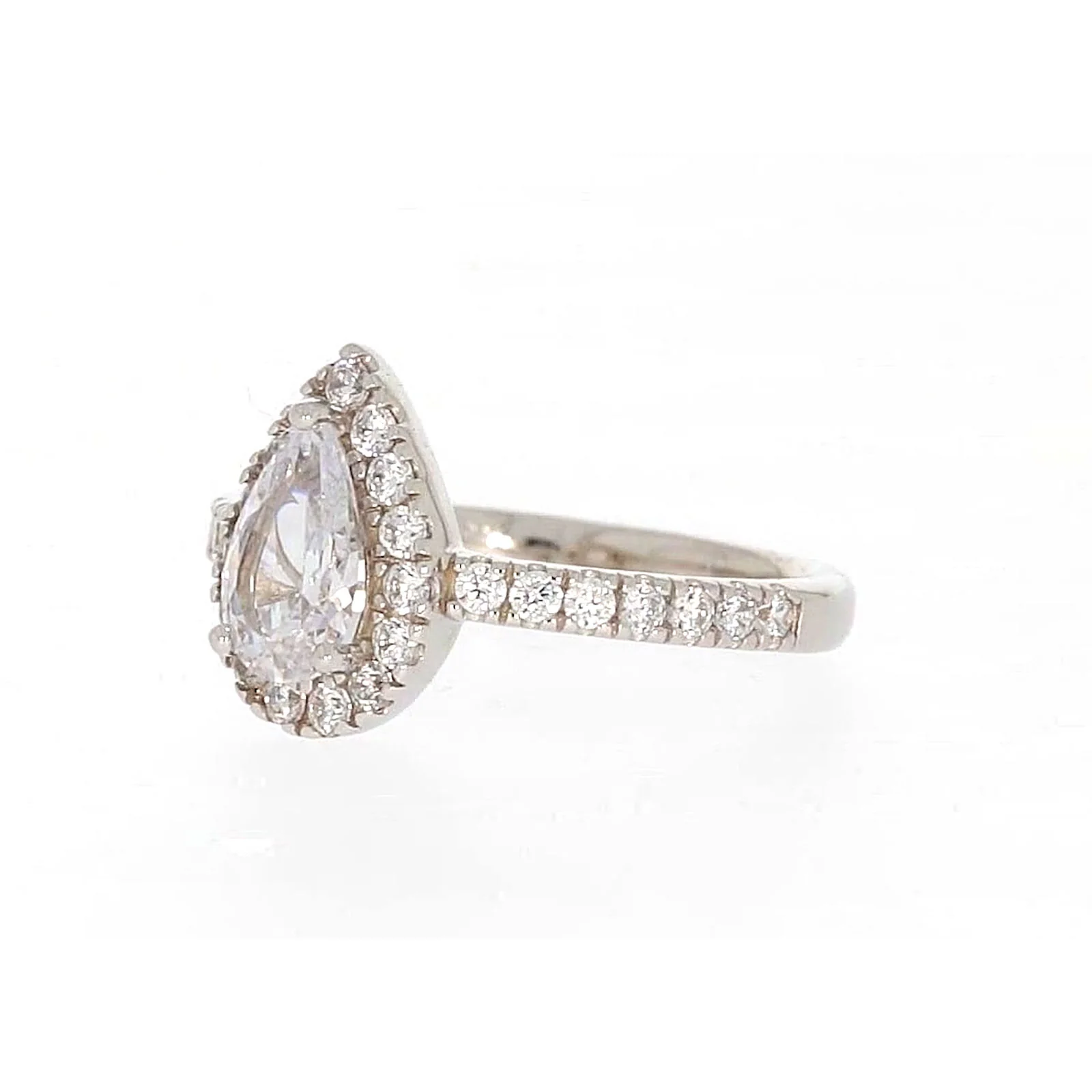 Sterling Silver Cubic Zirconia Pear Ring - Image 10