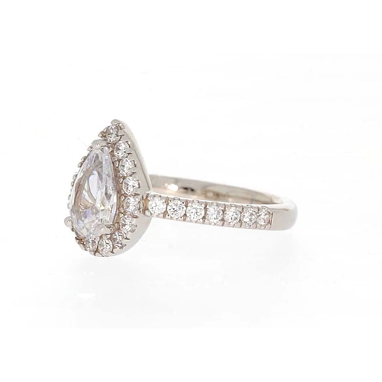 Sterling Silver Cubic Zirconia Pear Ring - Image 11