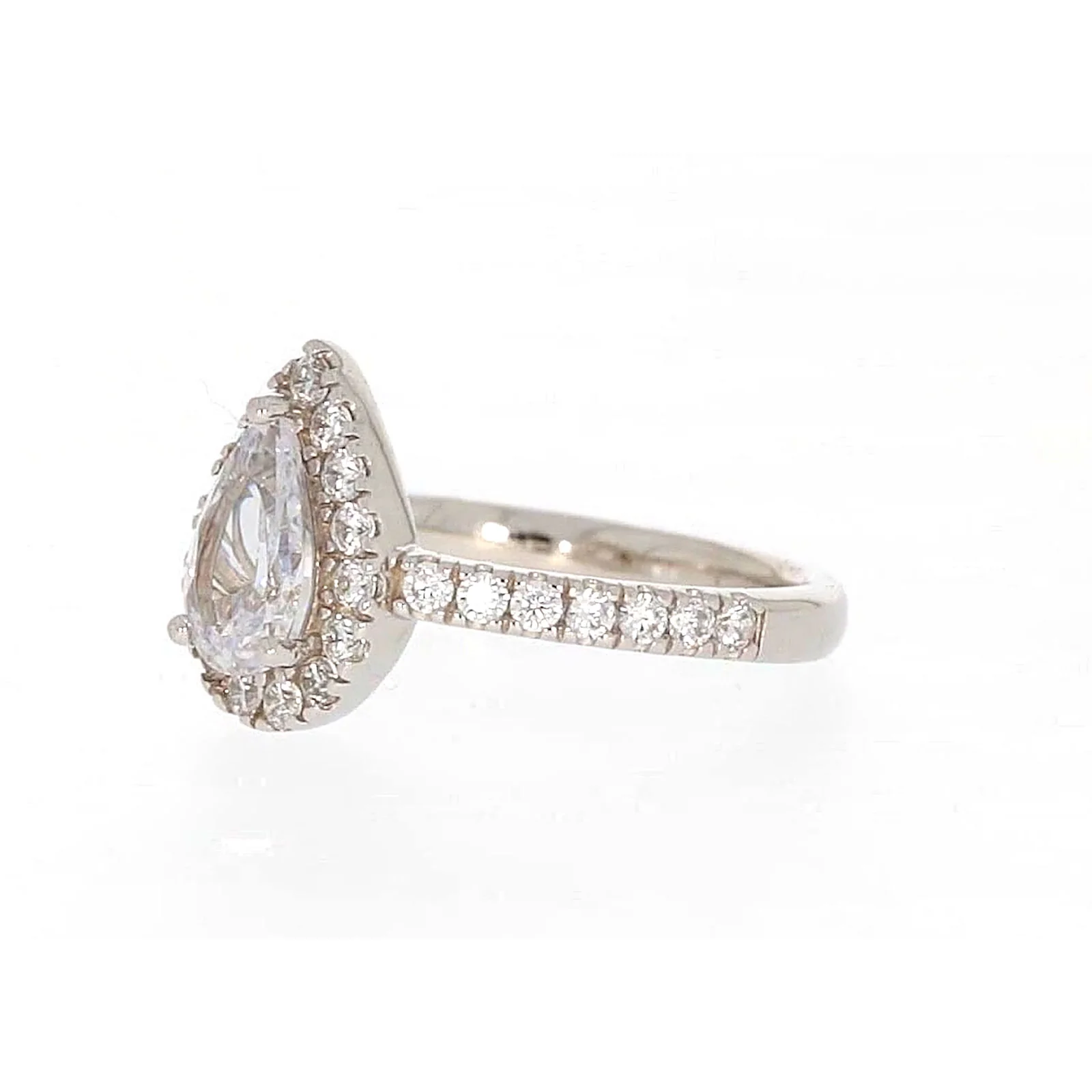 Sterling Silver Cubic Zirconia Pear Ring - Image 12