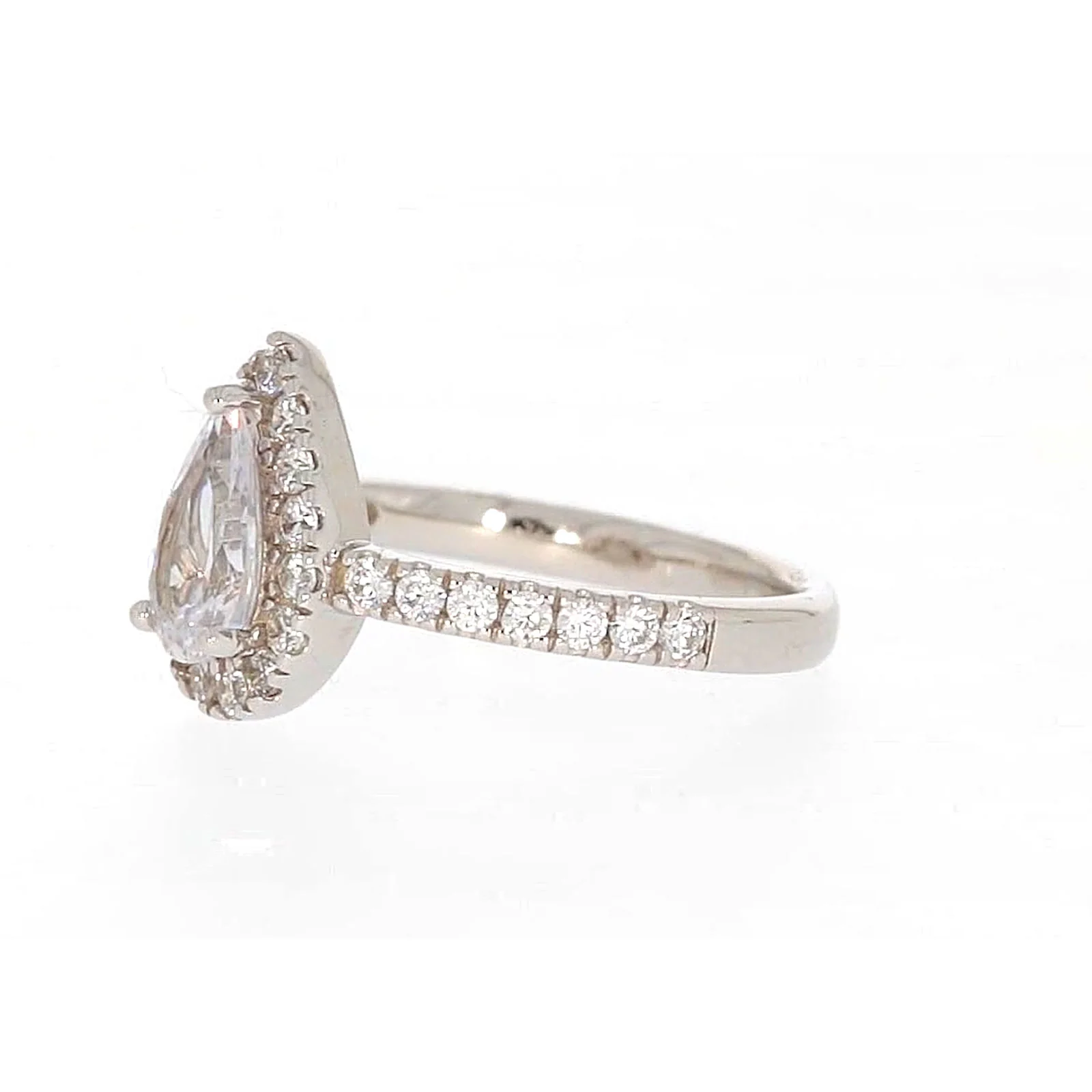 Sterling Silver Cubic Zirconia Pear Ring - Image 14