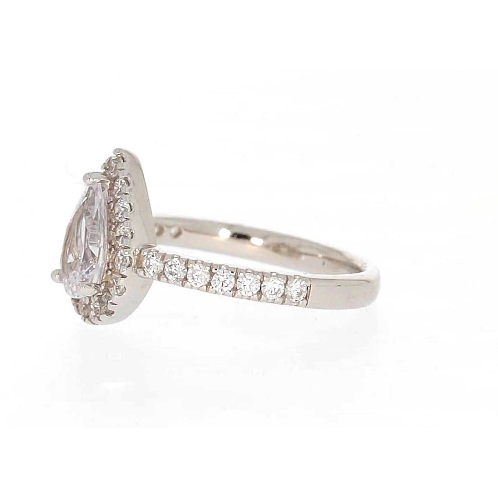 Sterling Silver Cubic Zirconia Pear Ring - Image 15