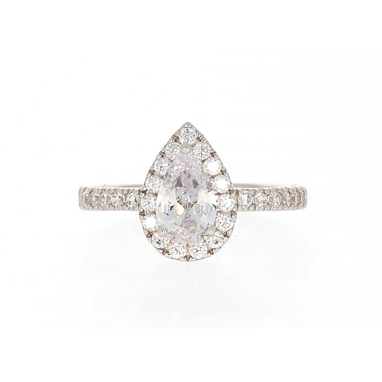 Sterling Silver Cubic Zirconia Pear Ring - Image 2