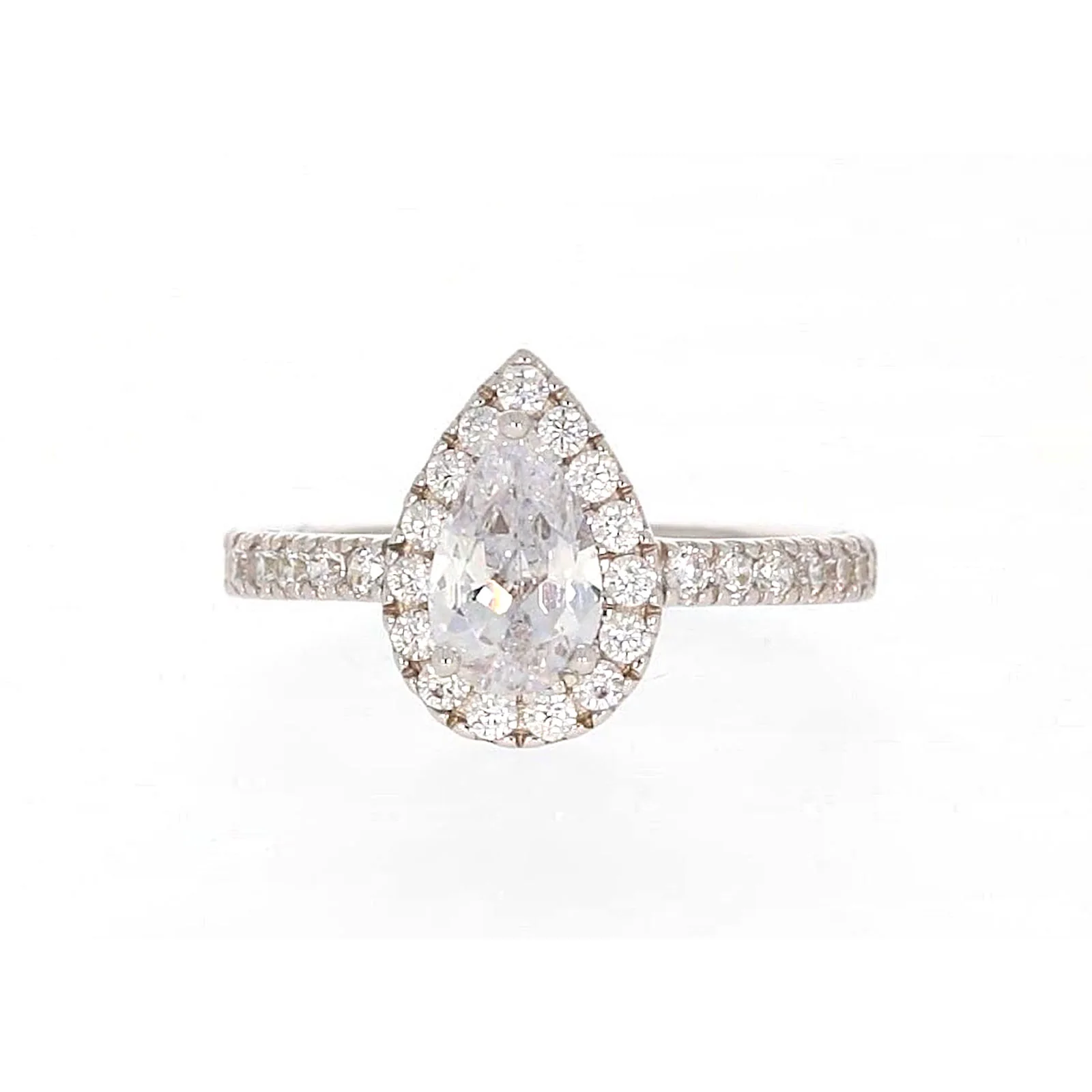 Sterling Silver Cubic Zirconia Pear Ring - Image 3